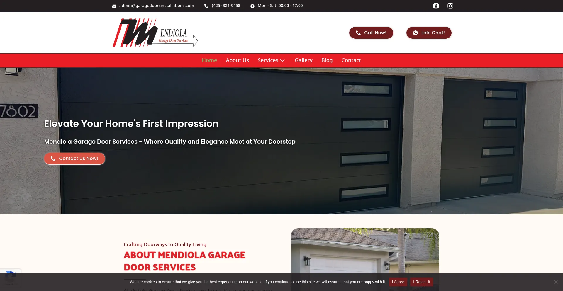 Website screenshot of Garagedoorsinstallations.com