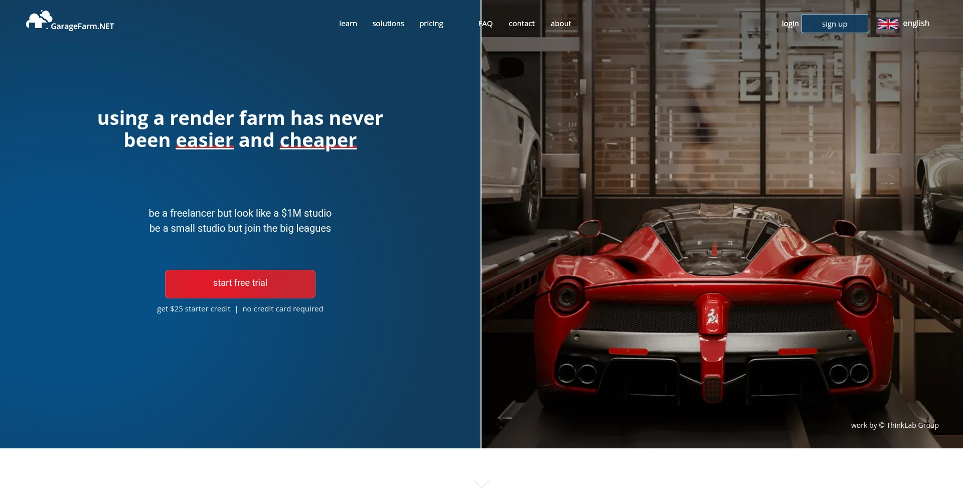 Website screenshot of Garagefarm.net