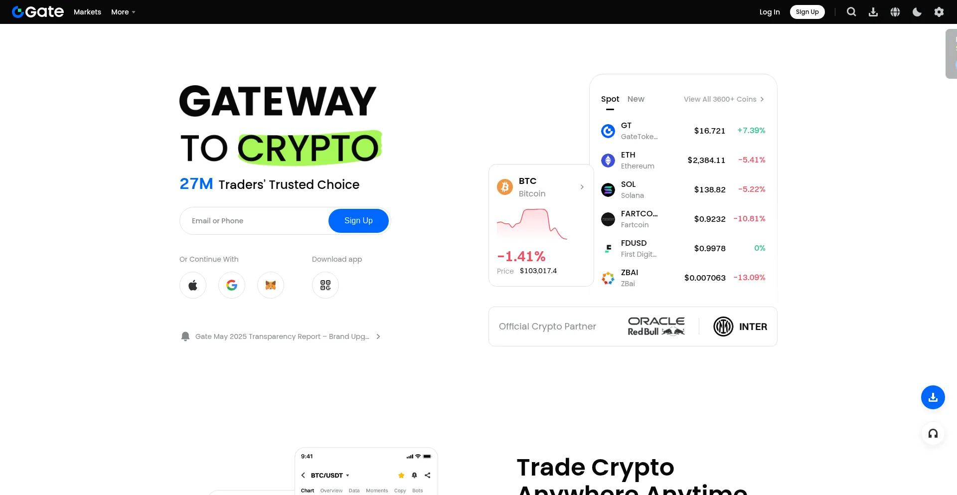 Website screenshot of Gate.com