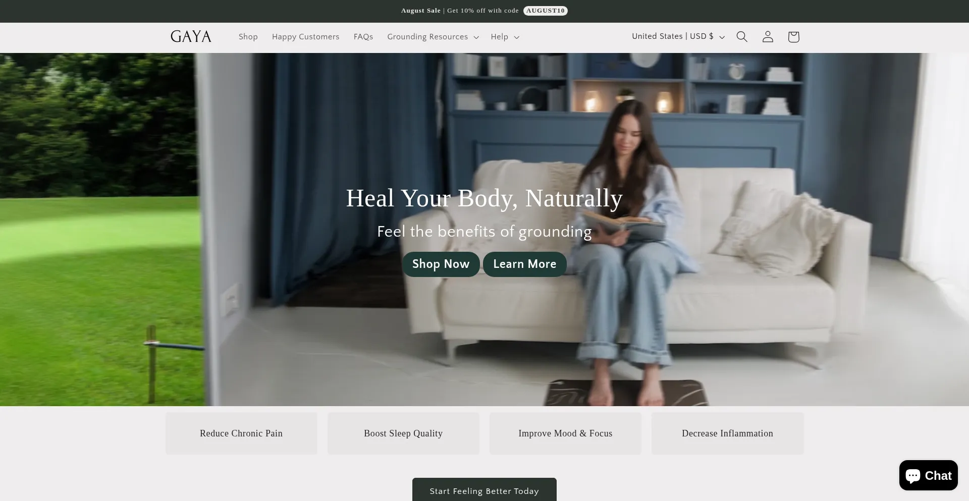 Website screenshot of Gaya-living.com