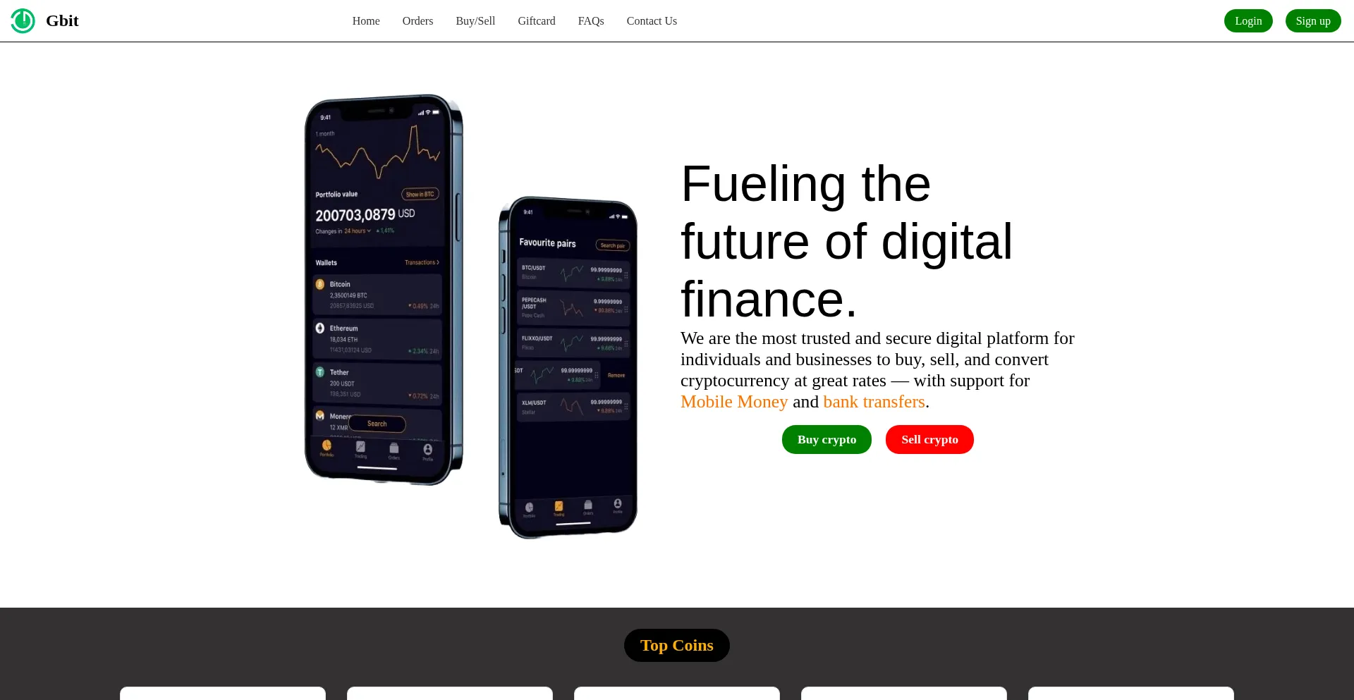 Website screenshot of Gbitcrypto.com