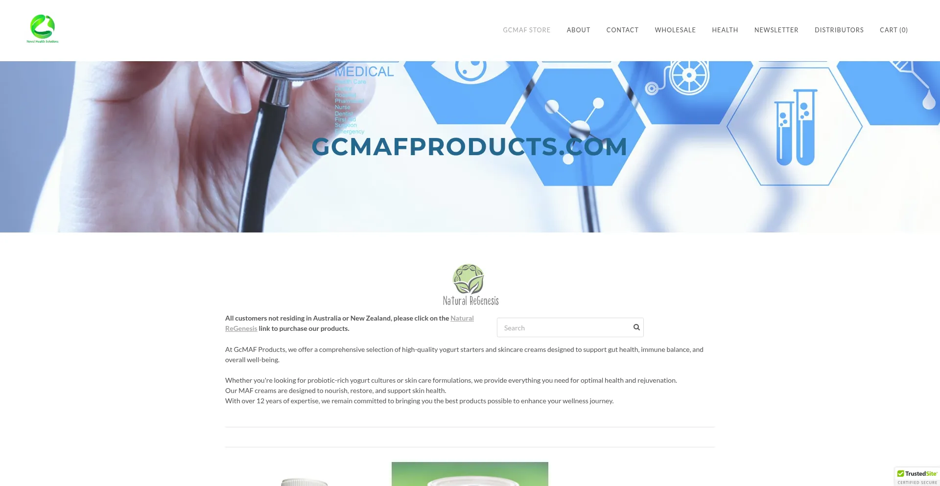 Website screenshot of Gcmafproducts.com
