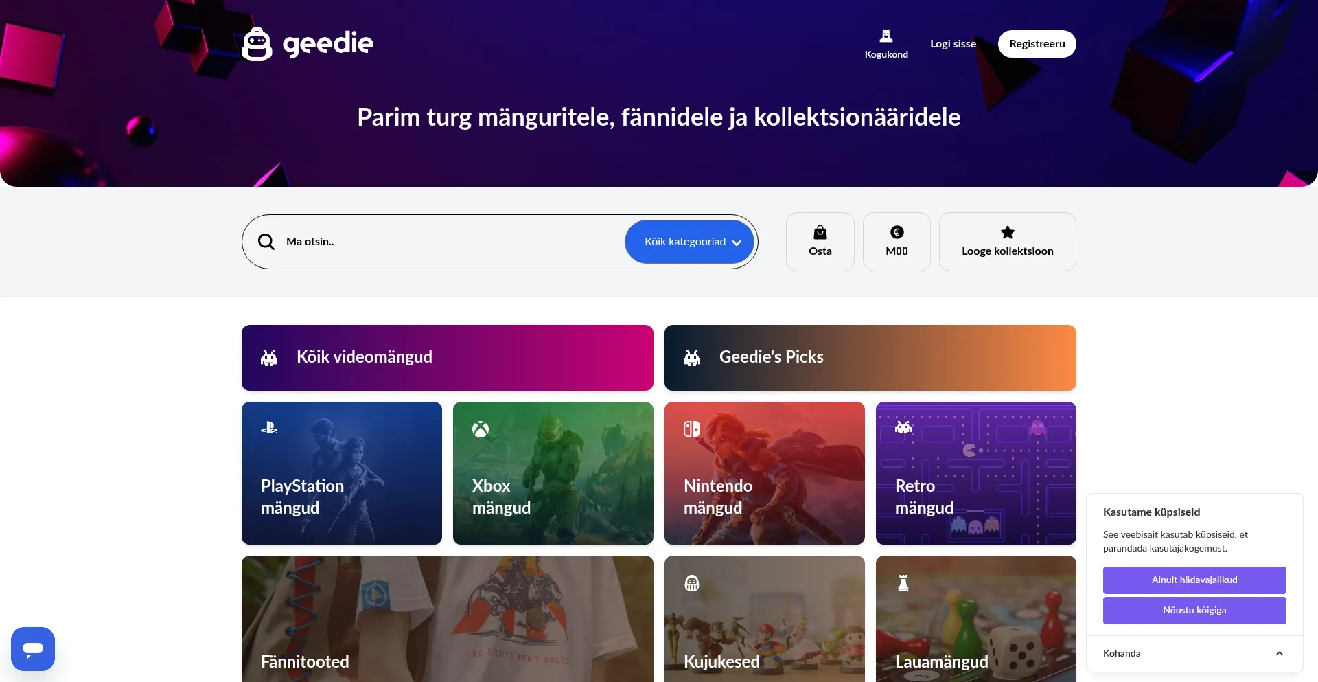 Website screenshot of Geedie.ee
