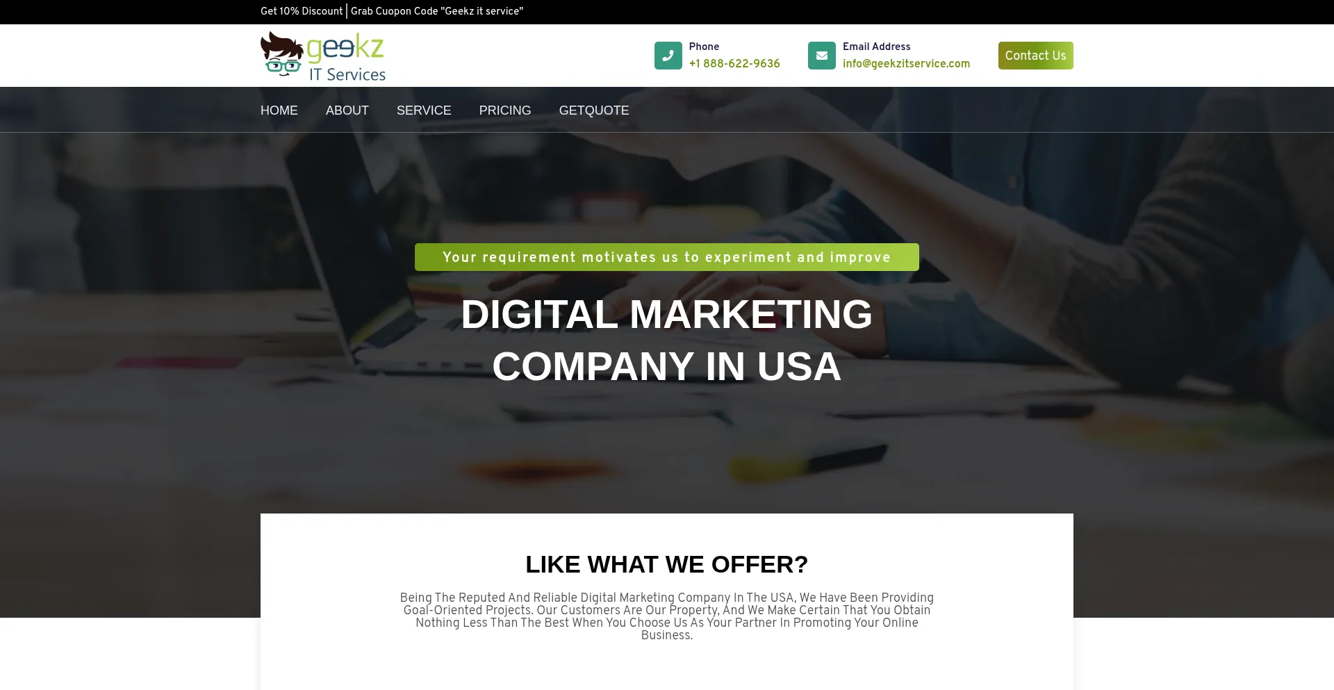 Website screenshot of Geekzitservice.com