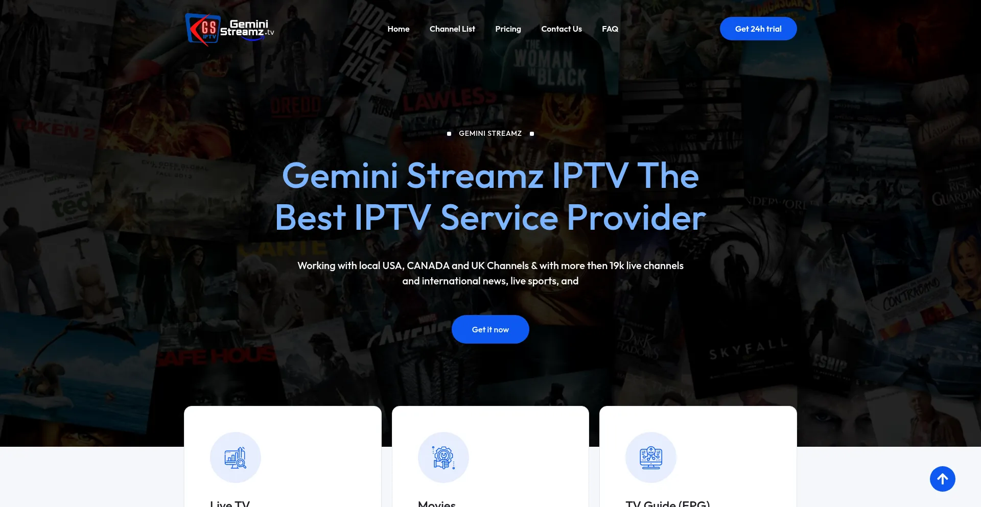 Website screenshot of Geministreamziptv.tv