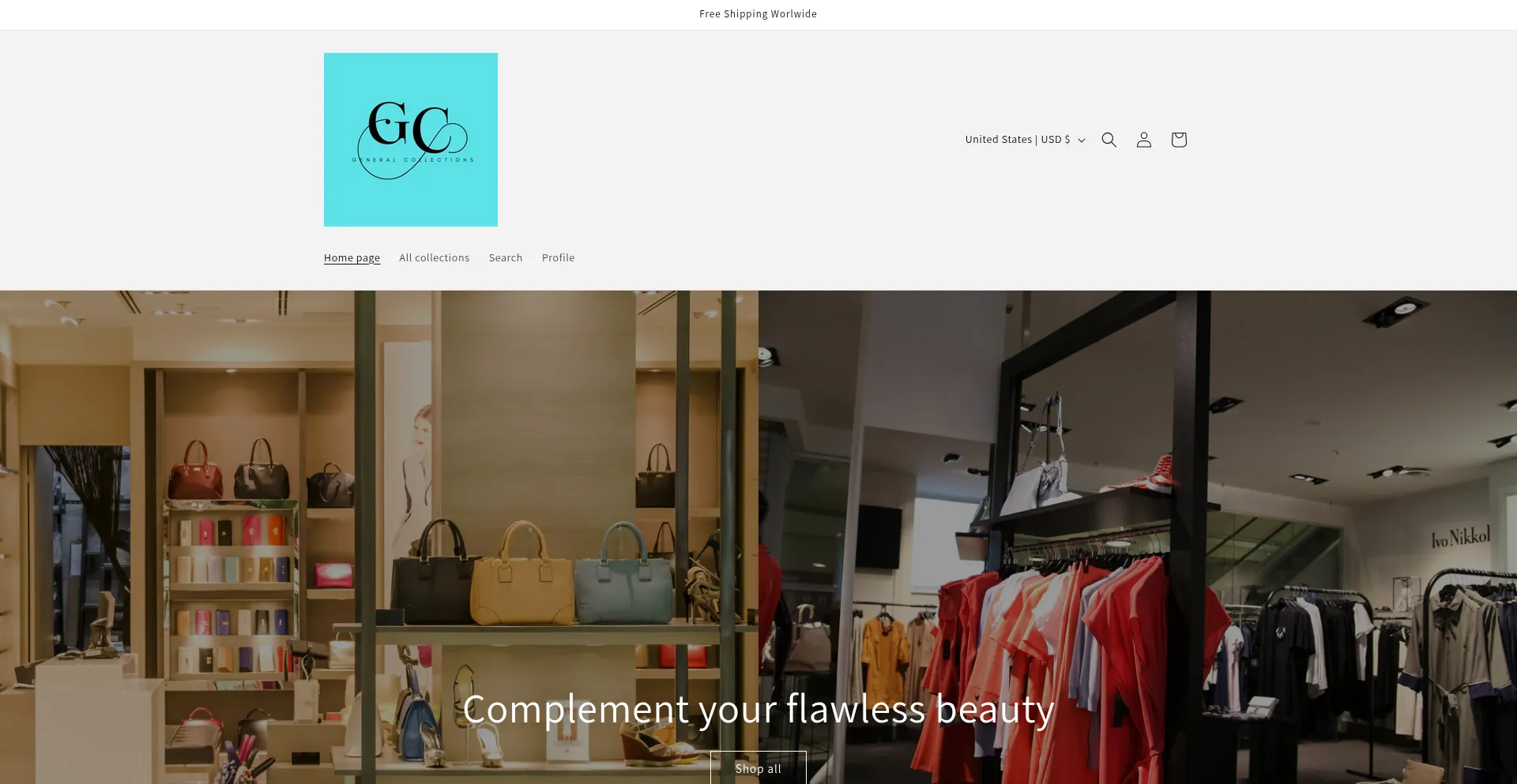 Website screenshot of Generalcollections.com