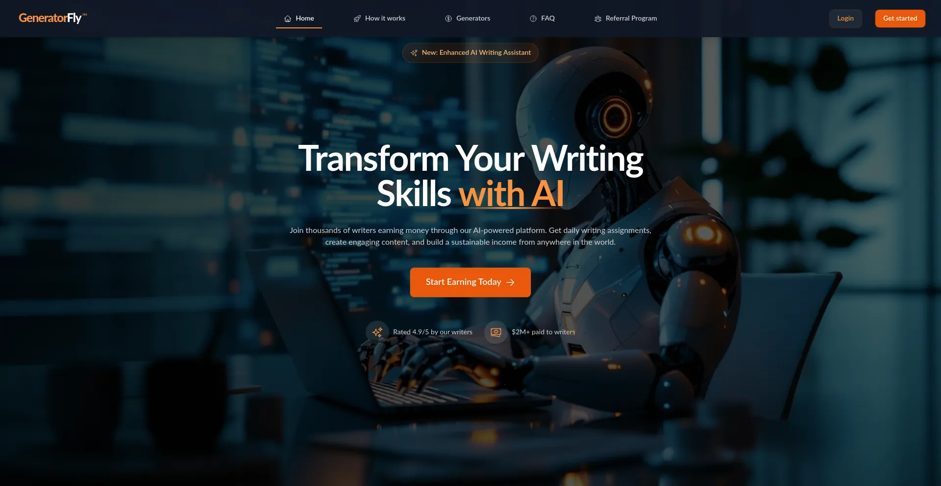Website screenshot of Generatorfly.ai