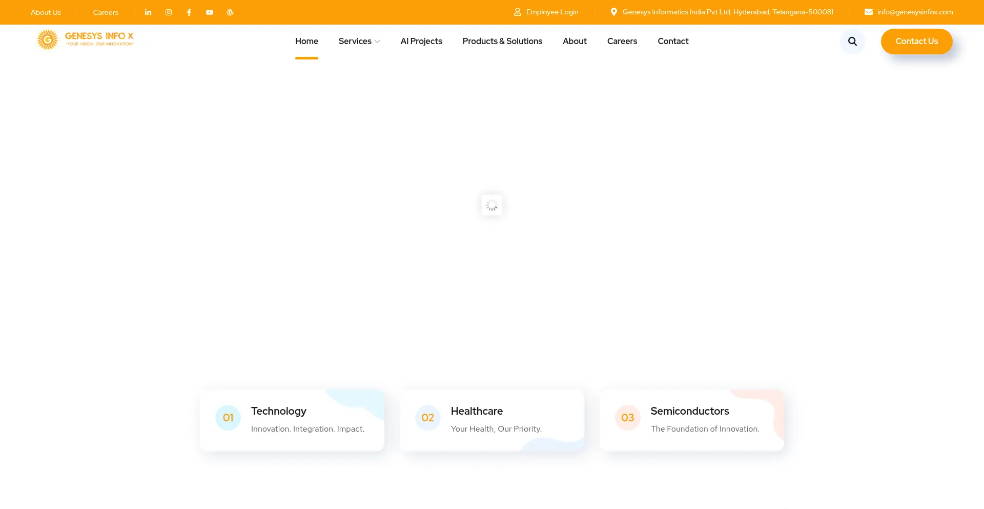 Website screenshot of Genesysinfox.com