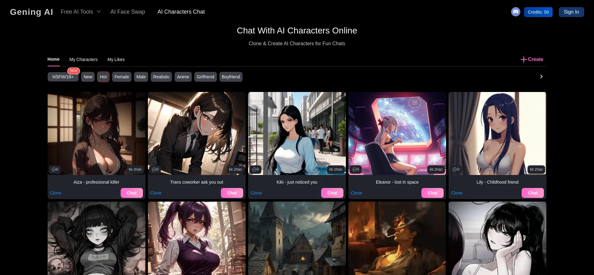 Website screenshot of Gening.ai