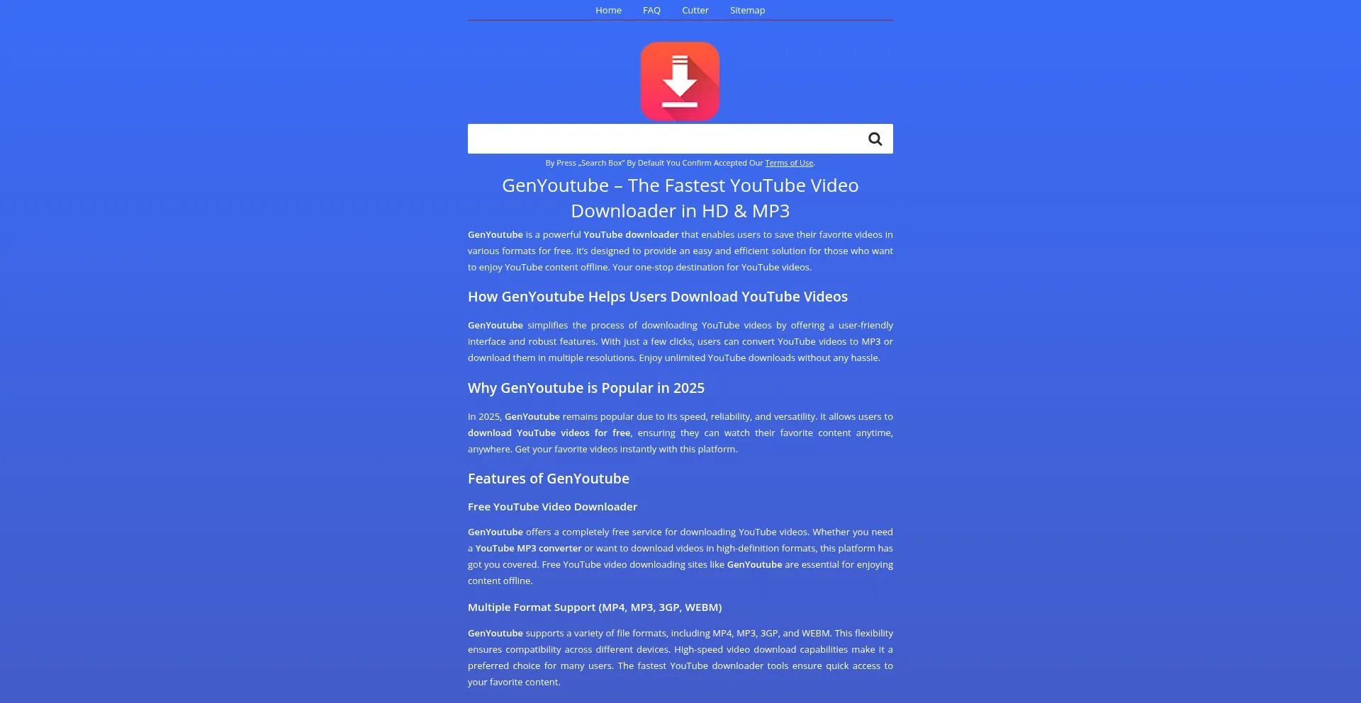 Website screenshot of Genyoutube.top