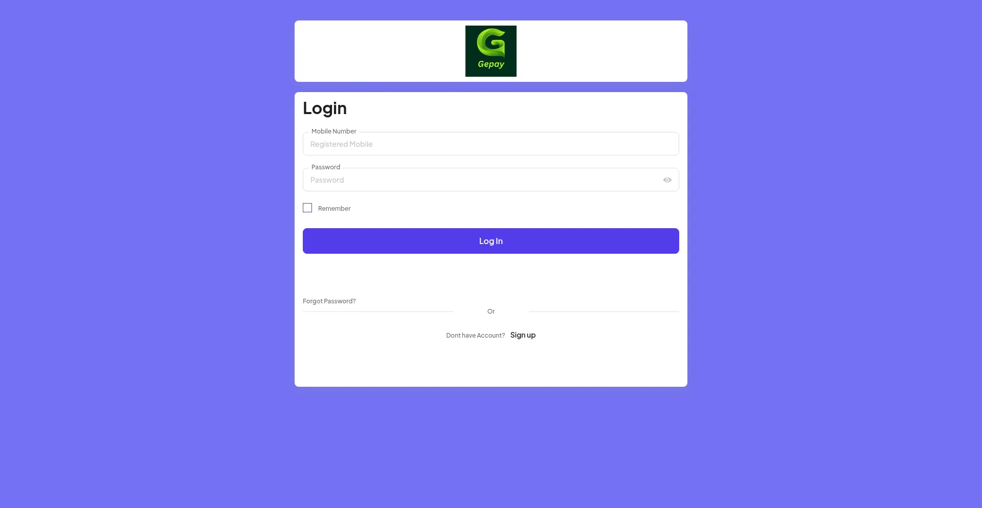 Website screenshot of Gepay.online