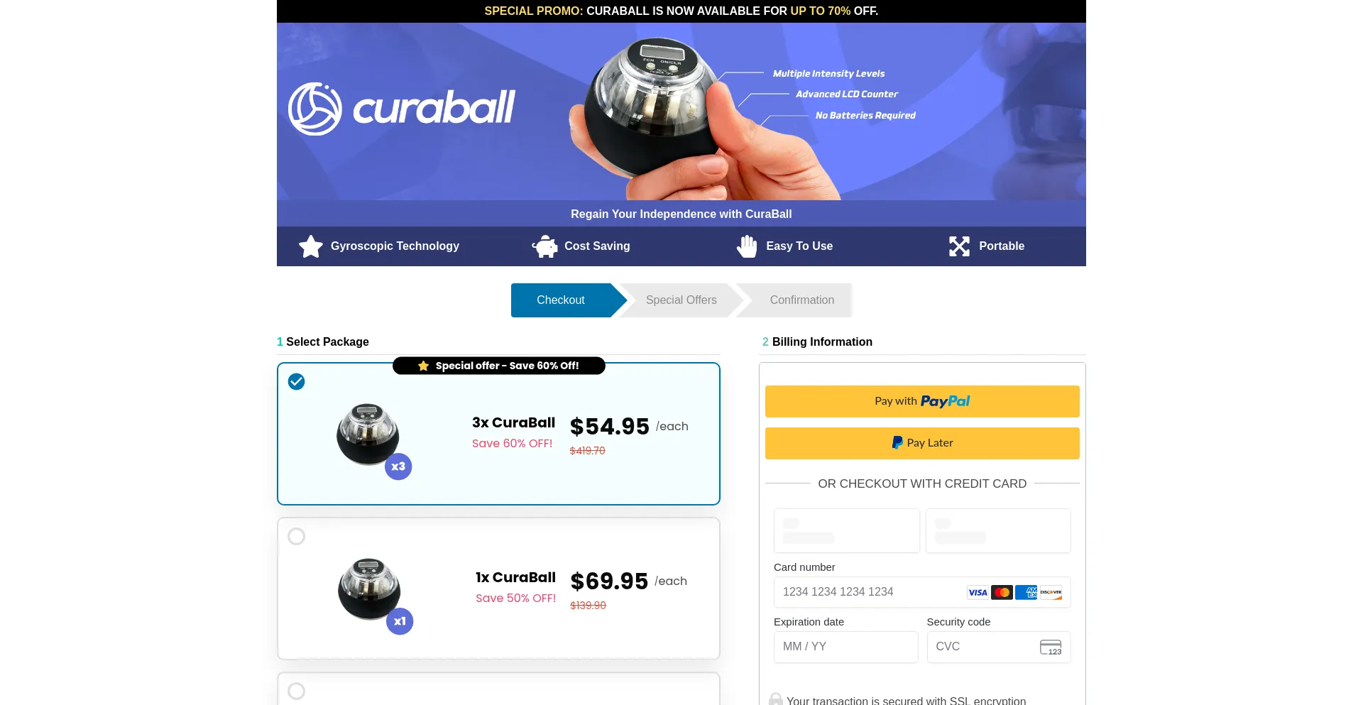 Website screenshot of Get-curaball.com