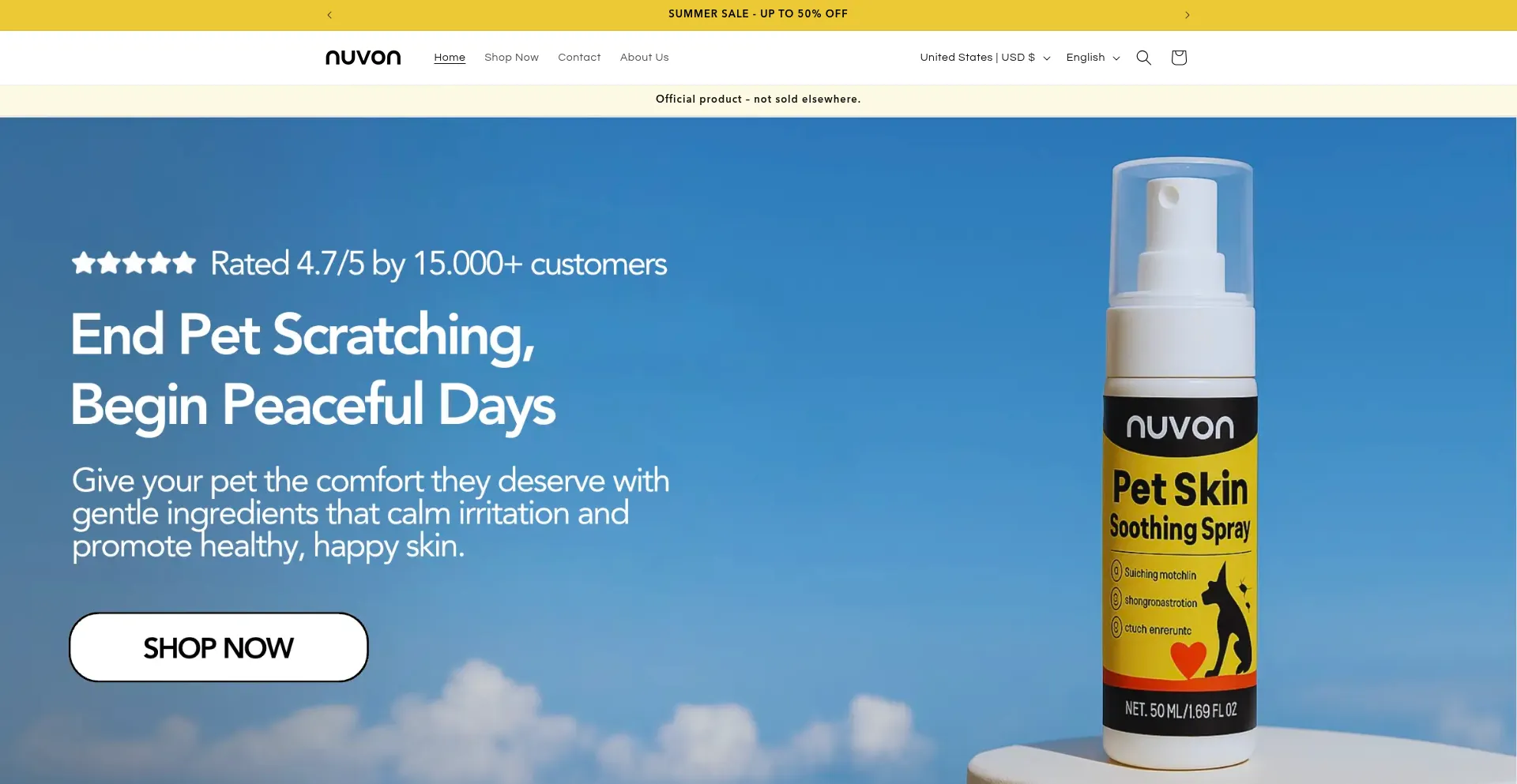 Website screenshot of Get-nuvon.com