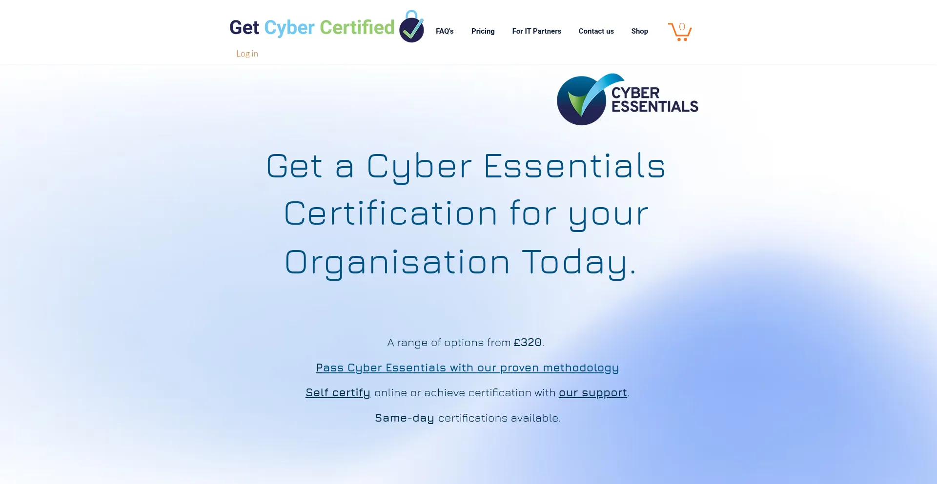 Website screenshot of Getcybercertified.co.uk