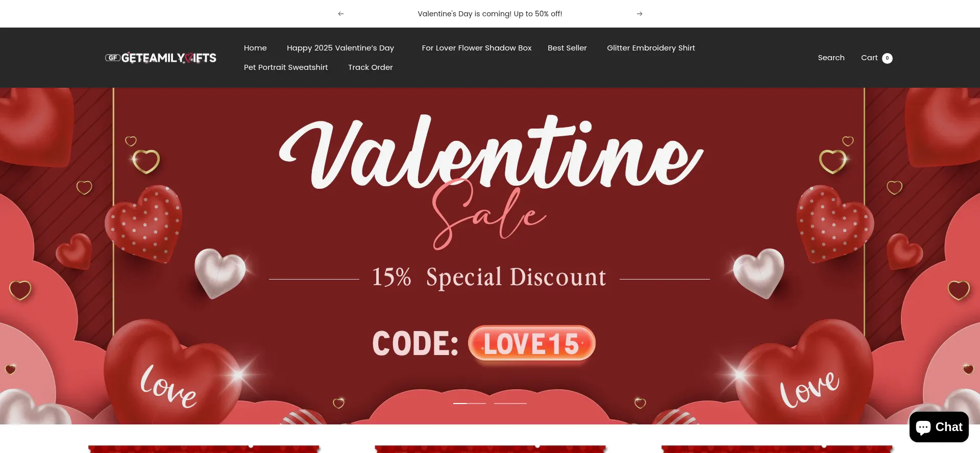 Website screenshot of Getfamilygifts.com