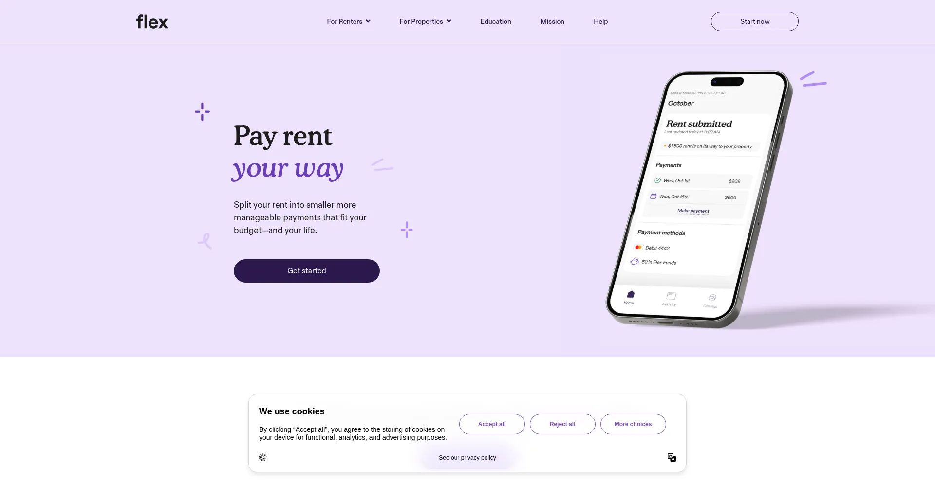 Website screenshot of Getflex.com