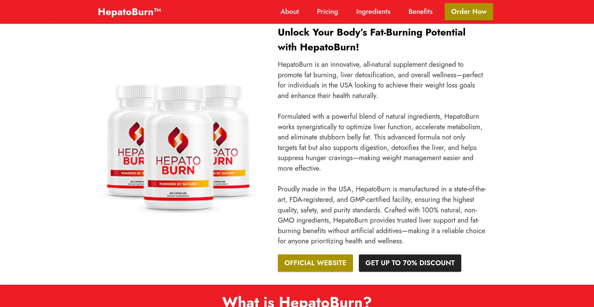 Website screenshot of Gethepatoburn.us