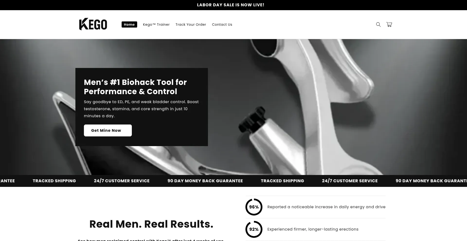 Website screenshot of Getkego.com
