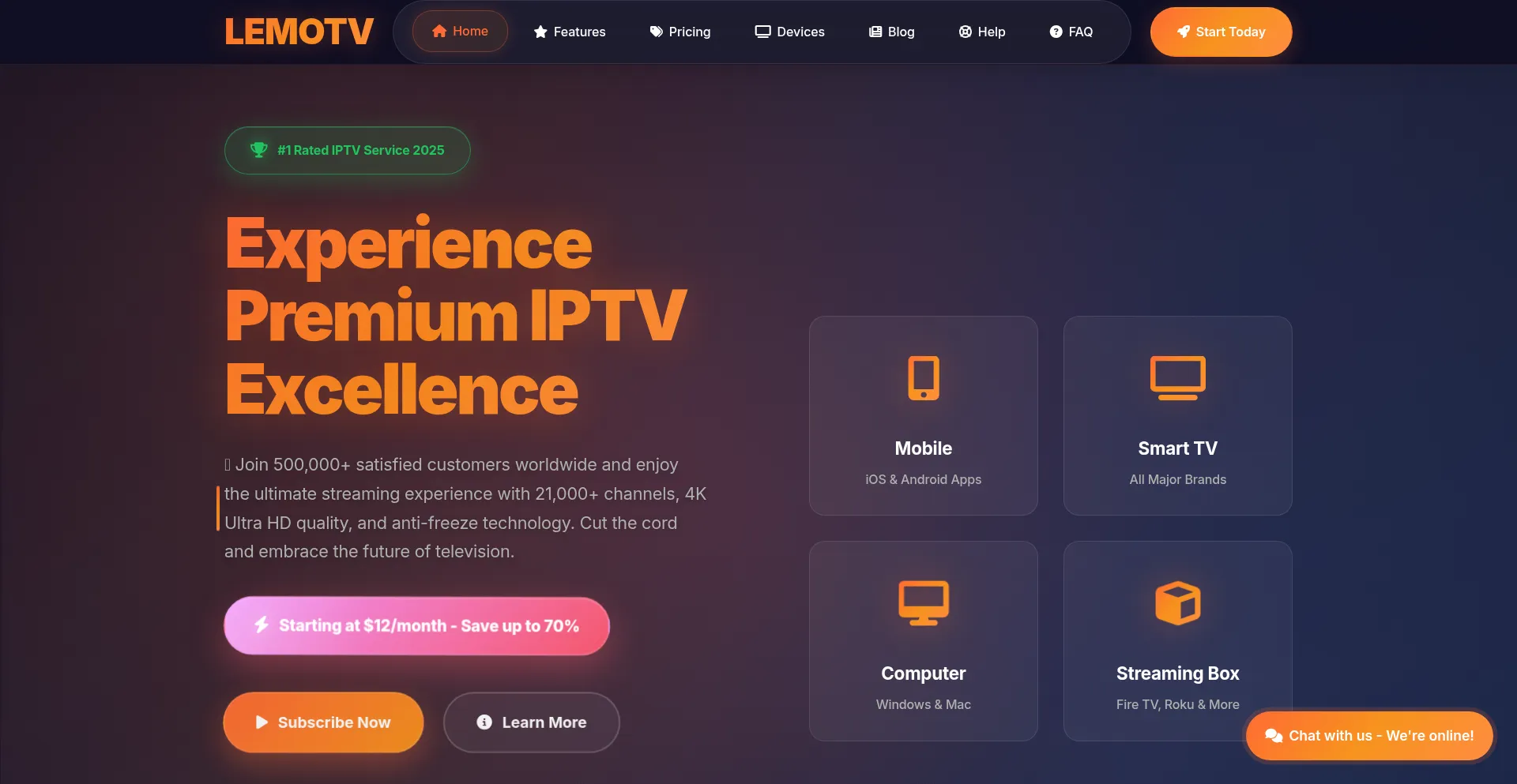 Website screenshot of Getlemotv.com