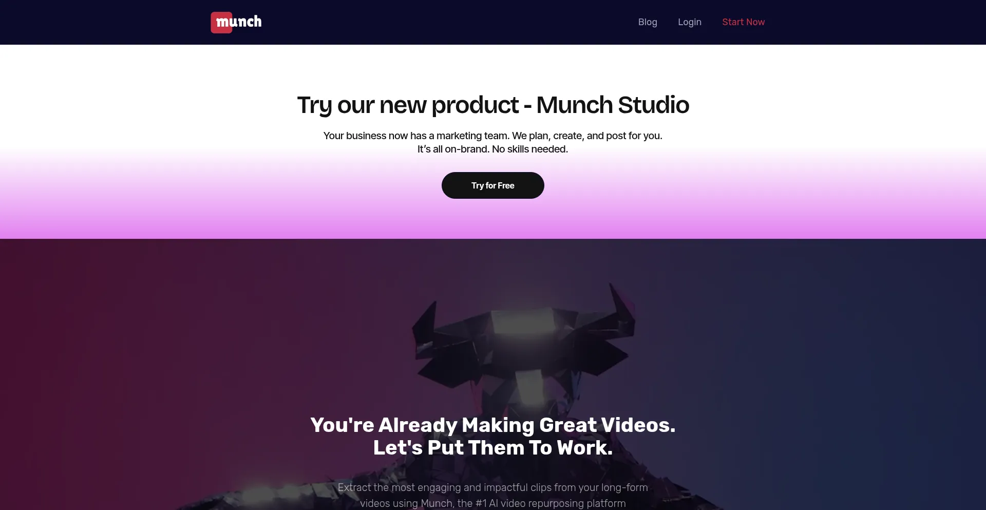 Website screenshot of Getmunch.com