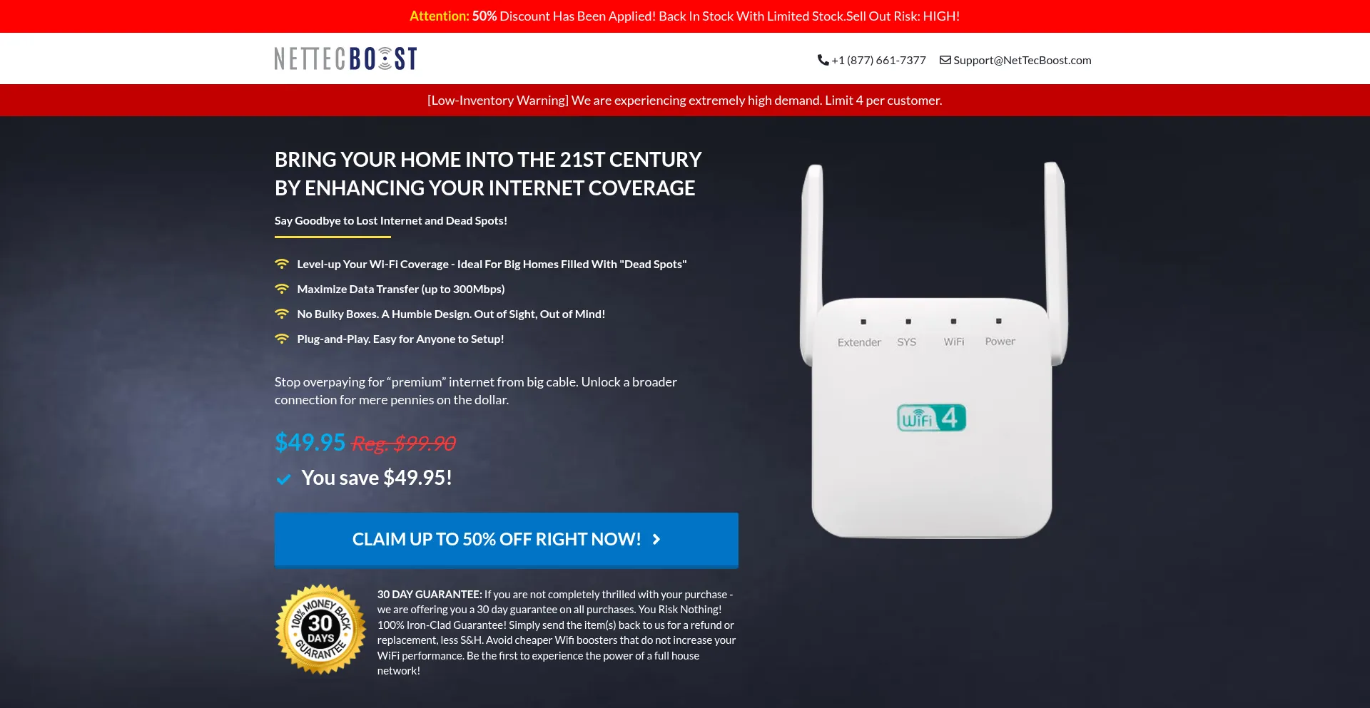 Website screenshot of Getnettecboost.com
