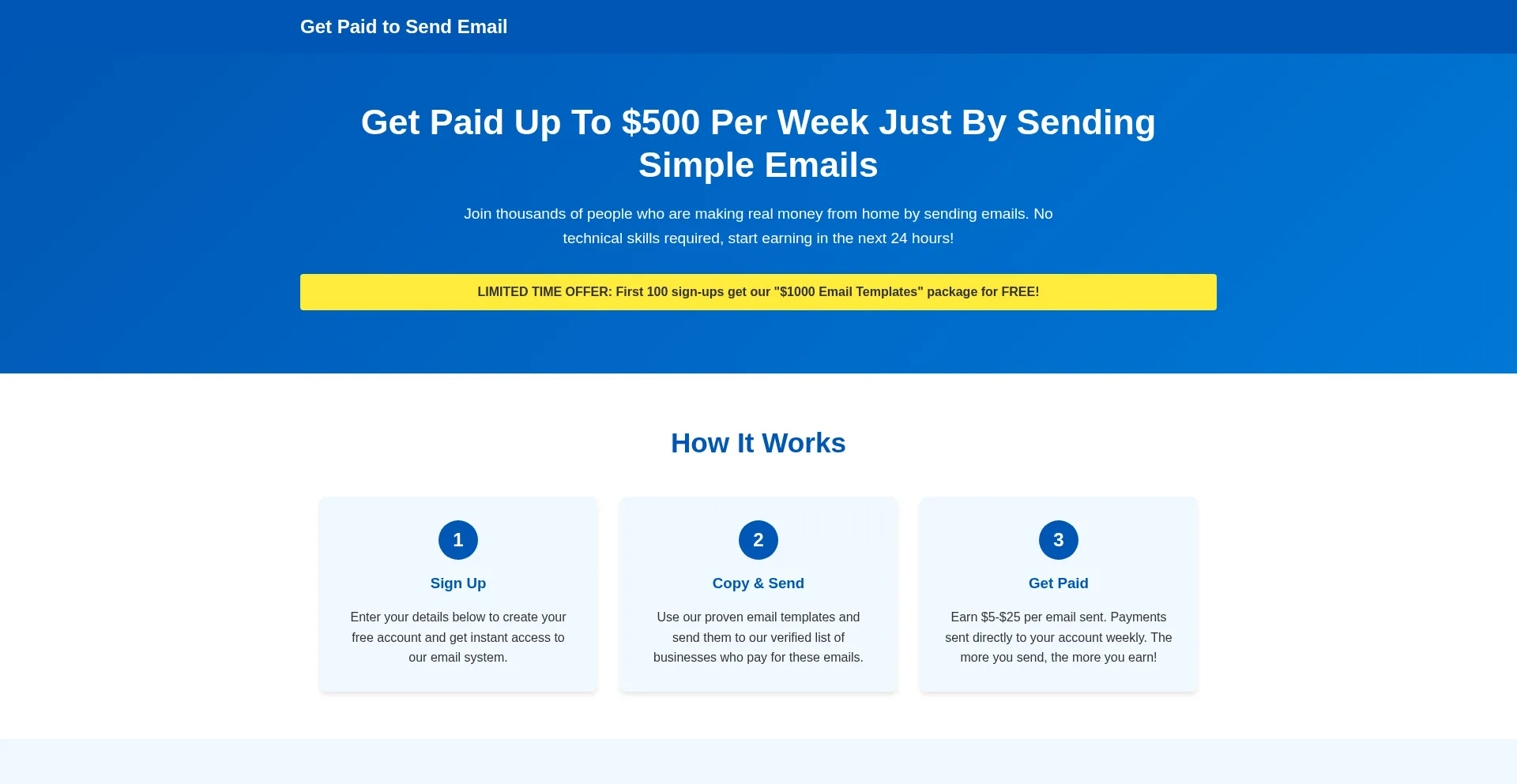 ¿És Seguro y Confiable Getpaidtosendemail.com?