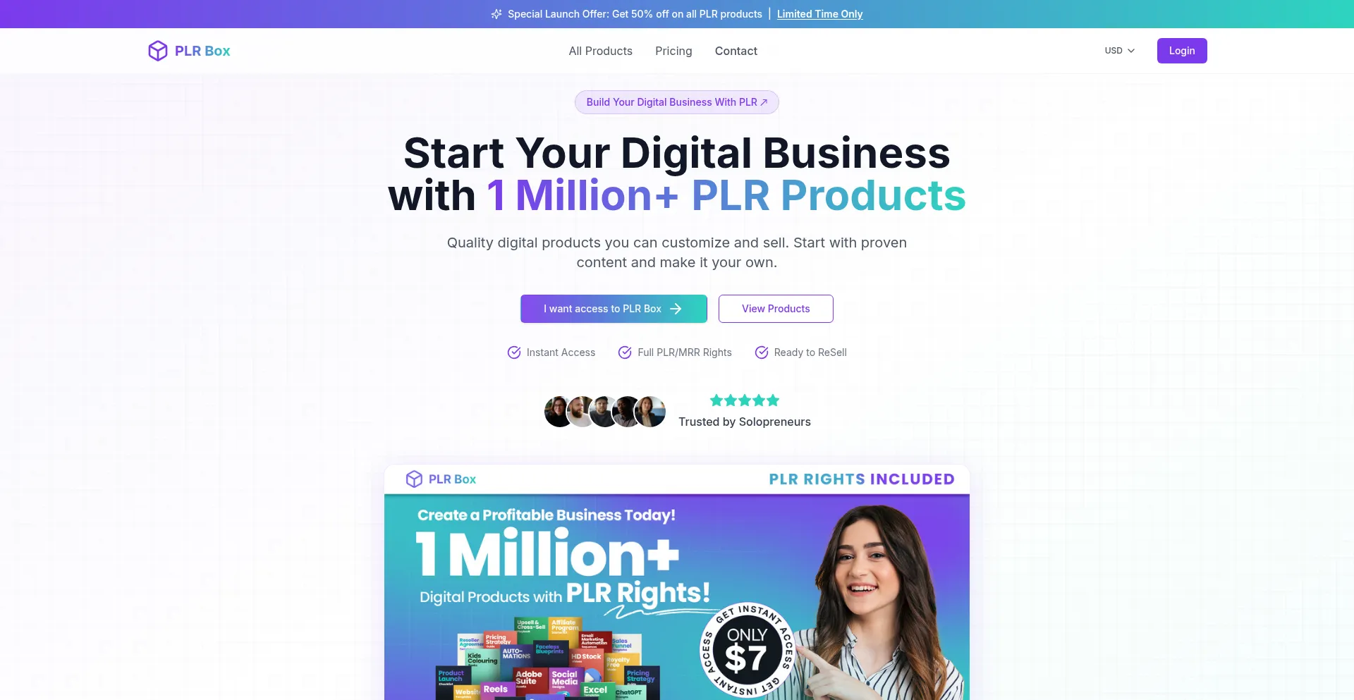 Website screenshot of Getplrbox.com