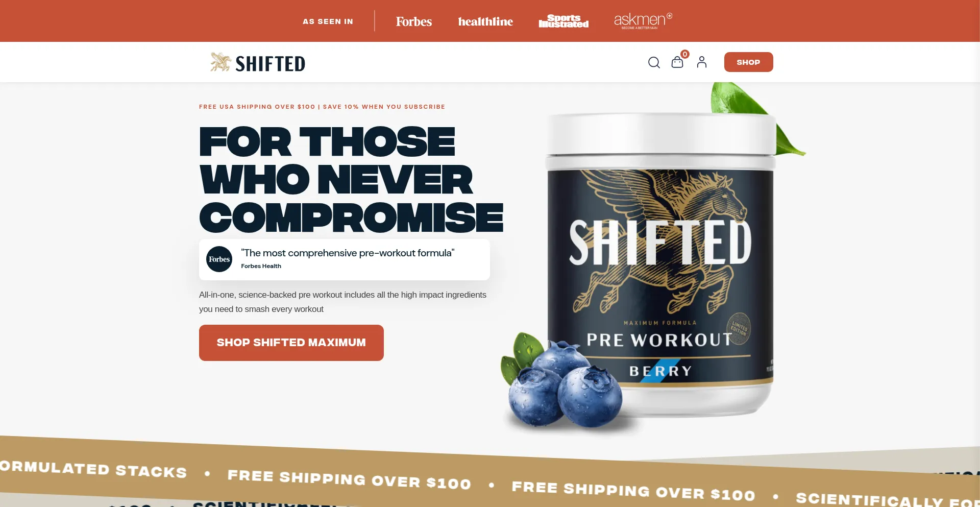Website screenshot of Getshifted.com