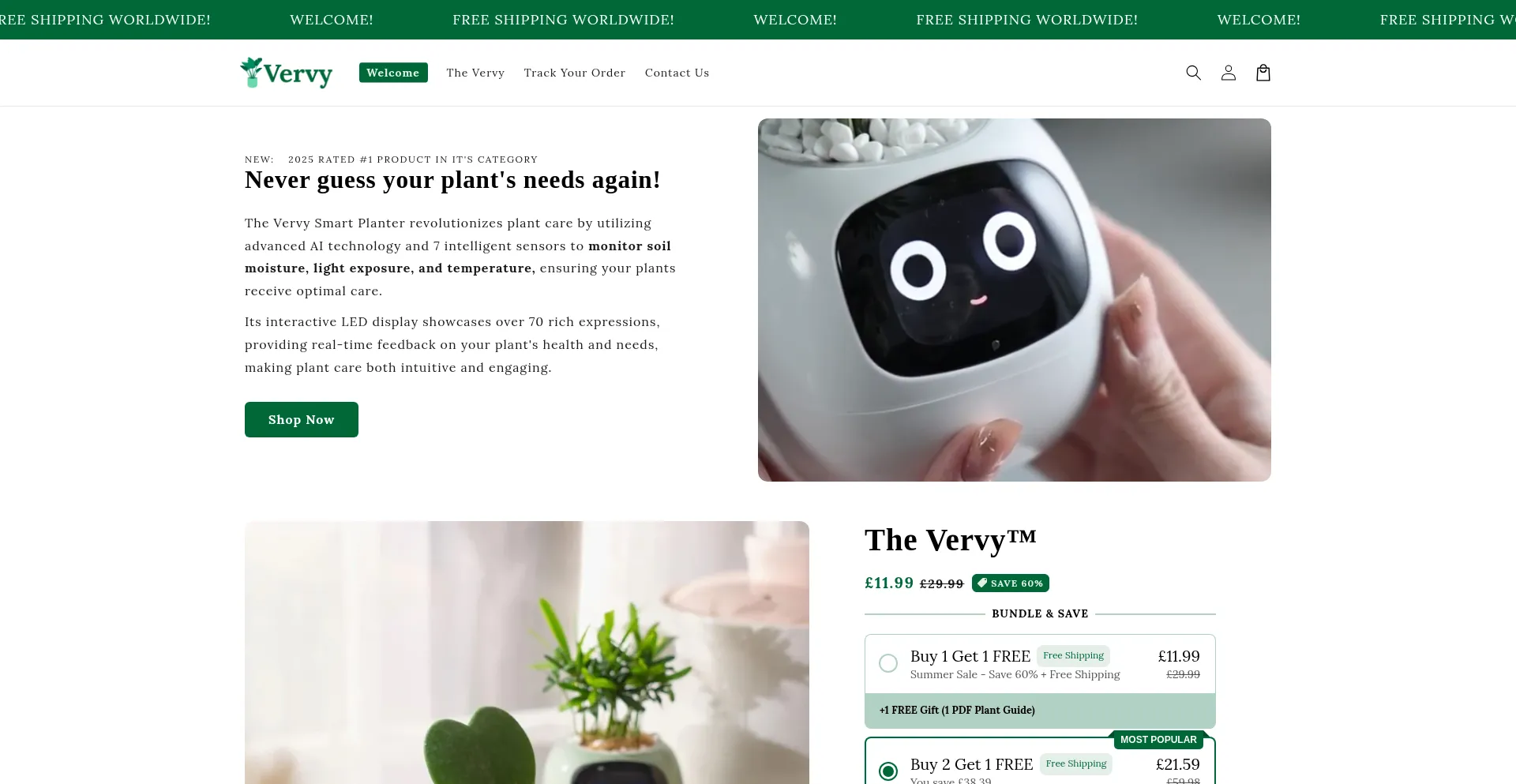 Website screenshot of Getvervy.com