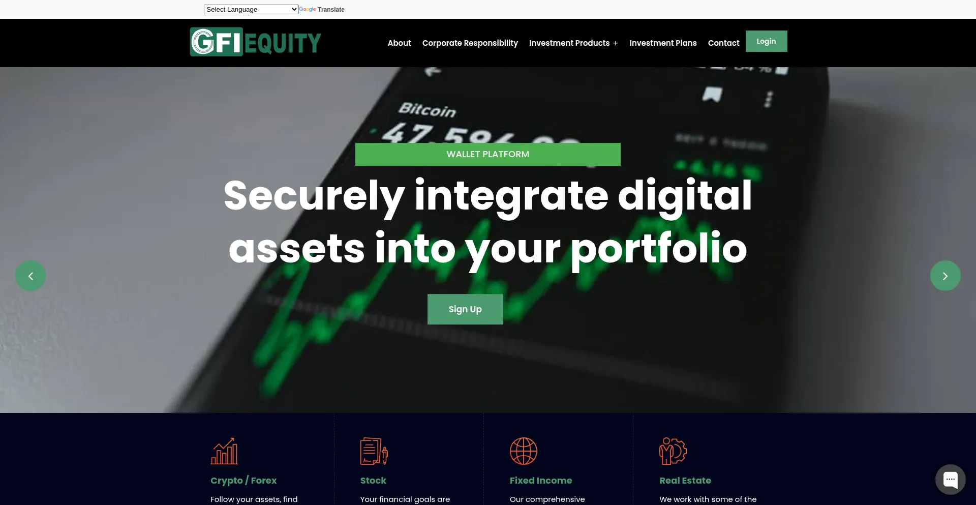Website screenshot of Gfi-equity.ltd
