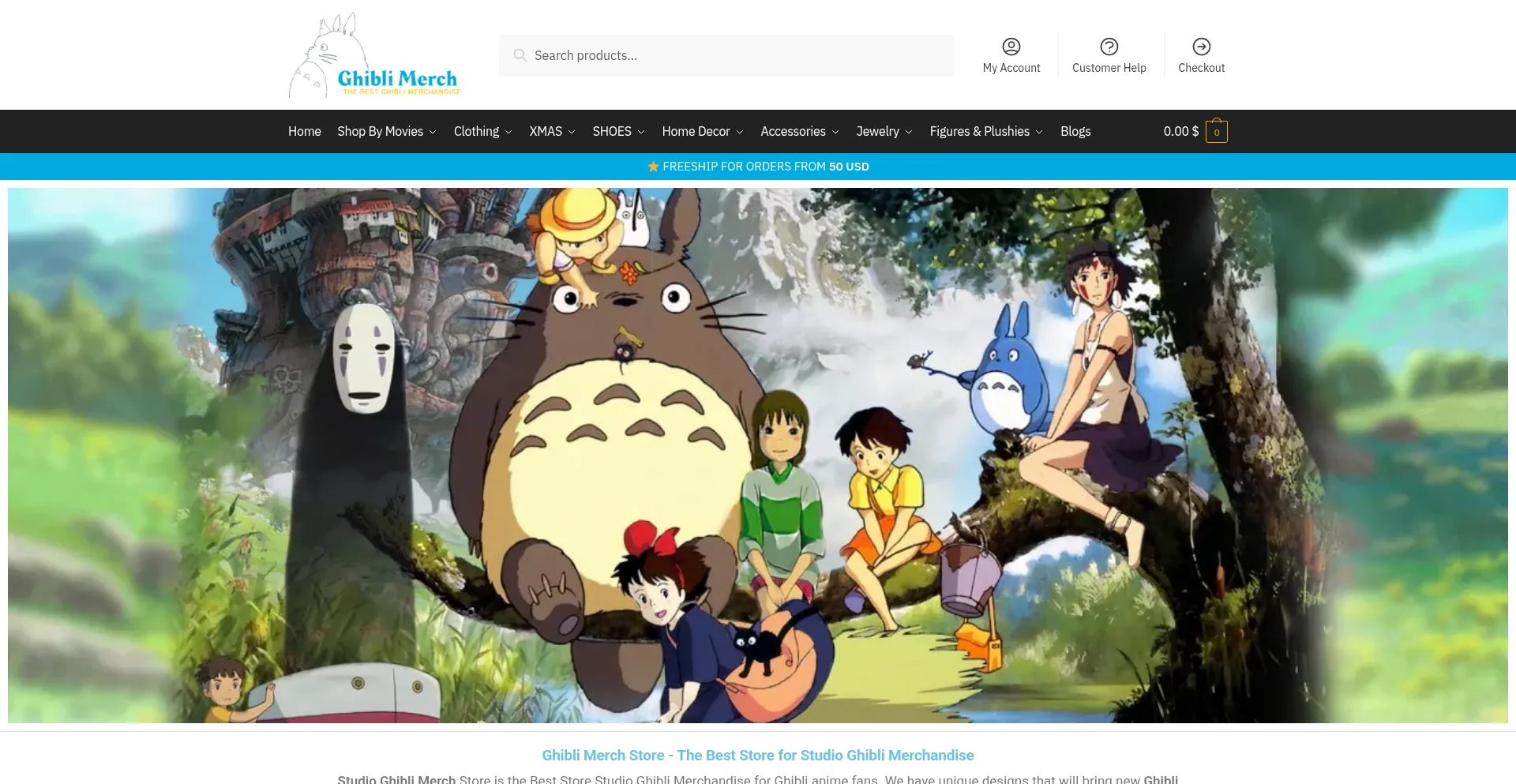 Website screenshot of Ghibli-merch.com