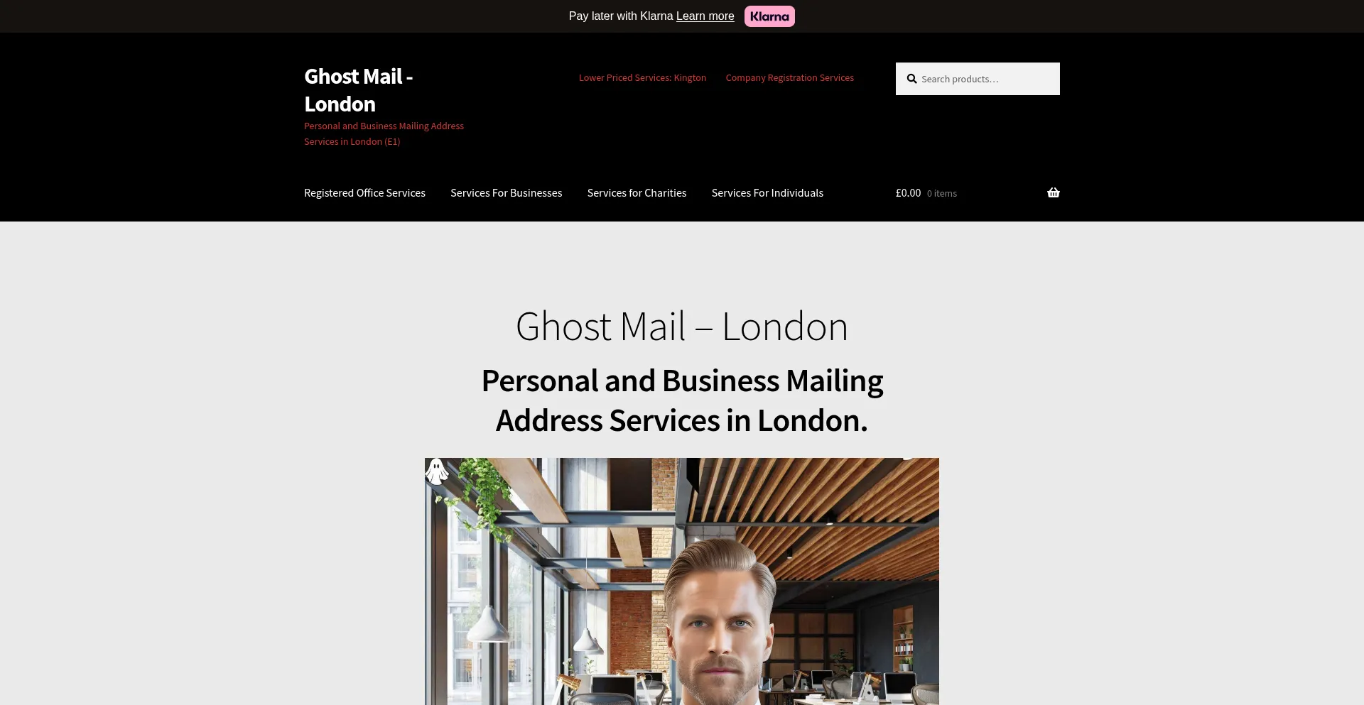 Website screenshot of Ghostmail.london