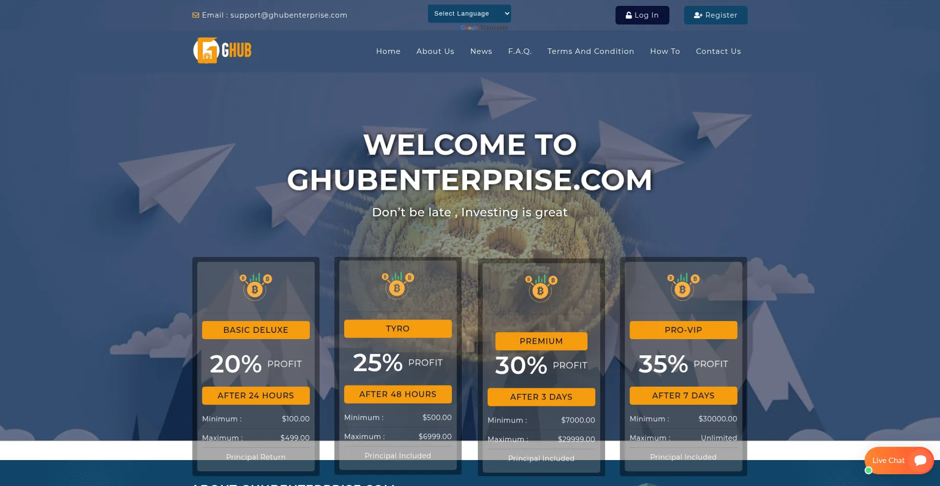 Website screenshot of Ghubenterprise.com