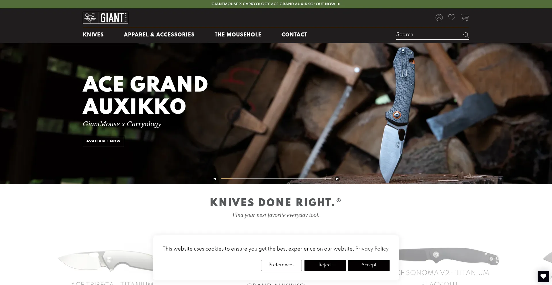 Website screenshot of Giantmouse.com