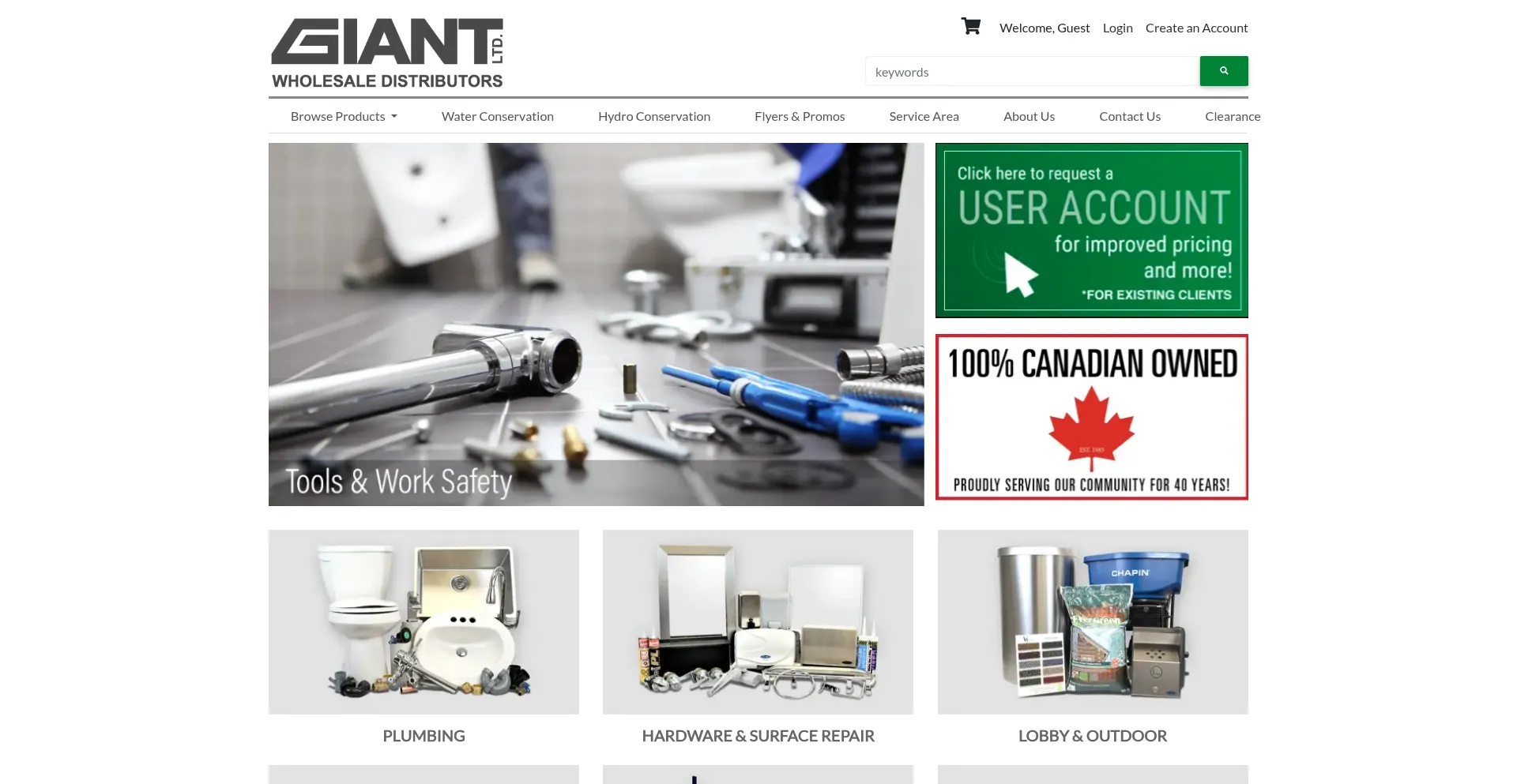 Website screenshot of Giantwholesale.ca