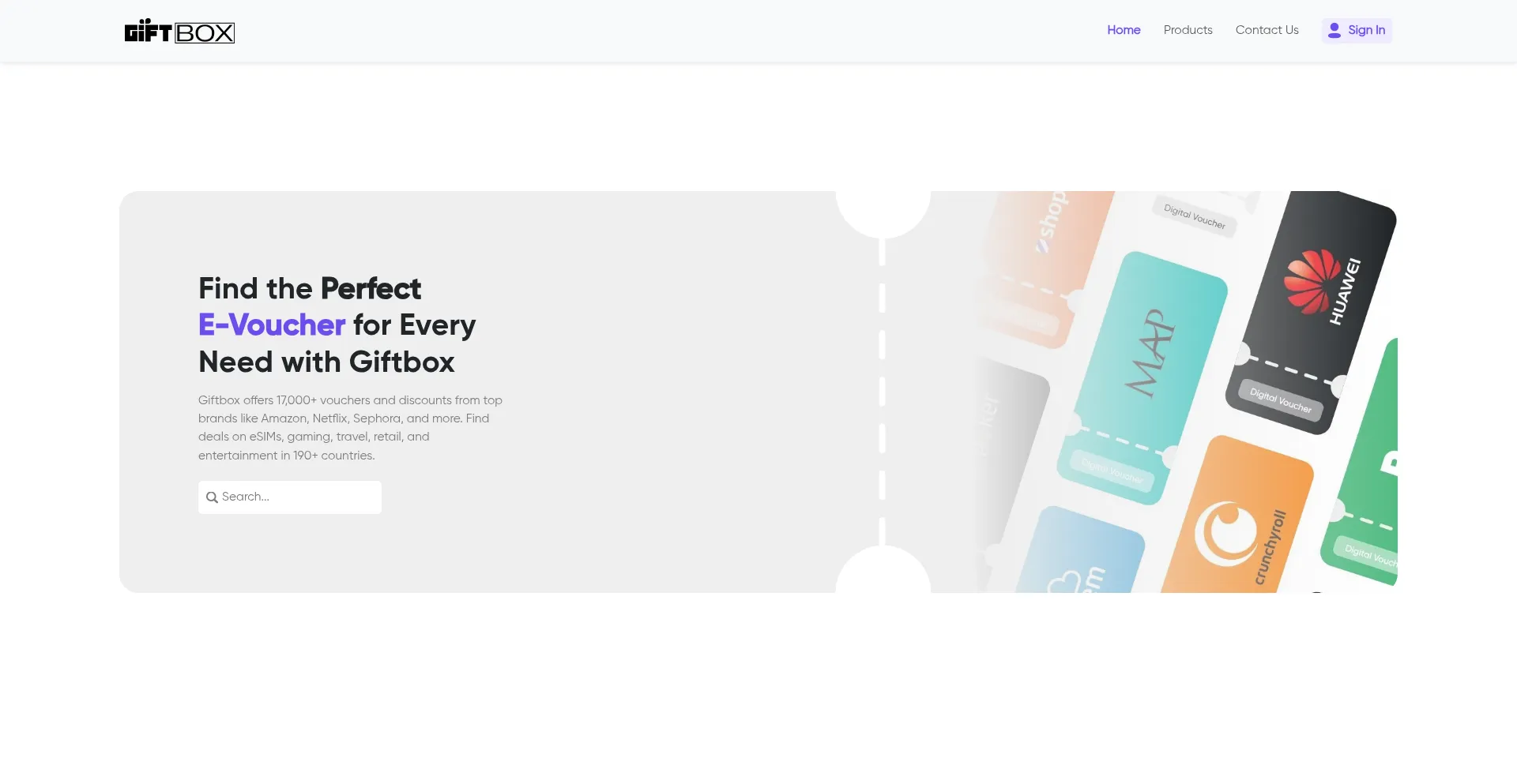 Website screenshot of Giftbox.mobi