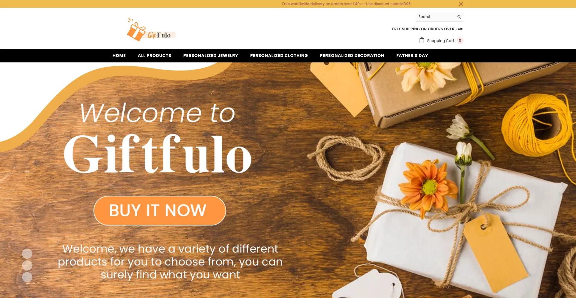 Website screenshot of Giftfulo.com
