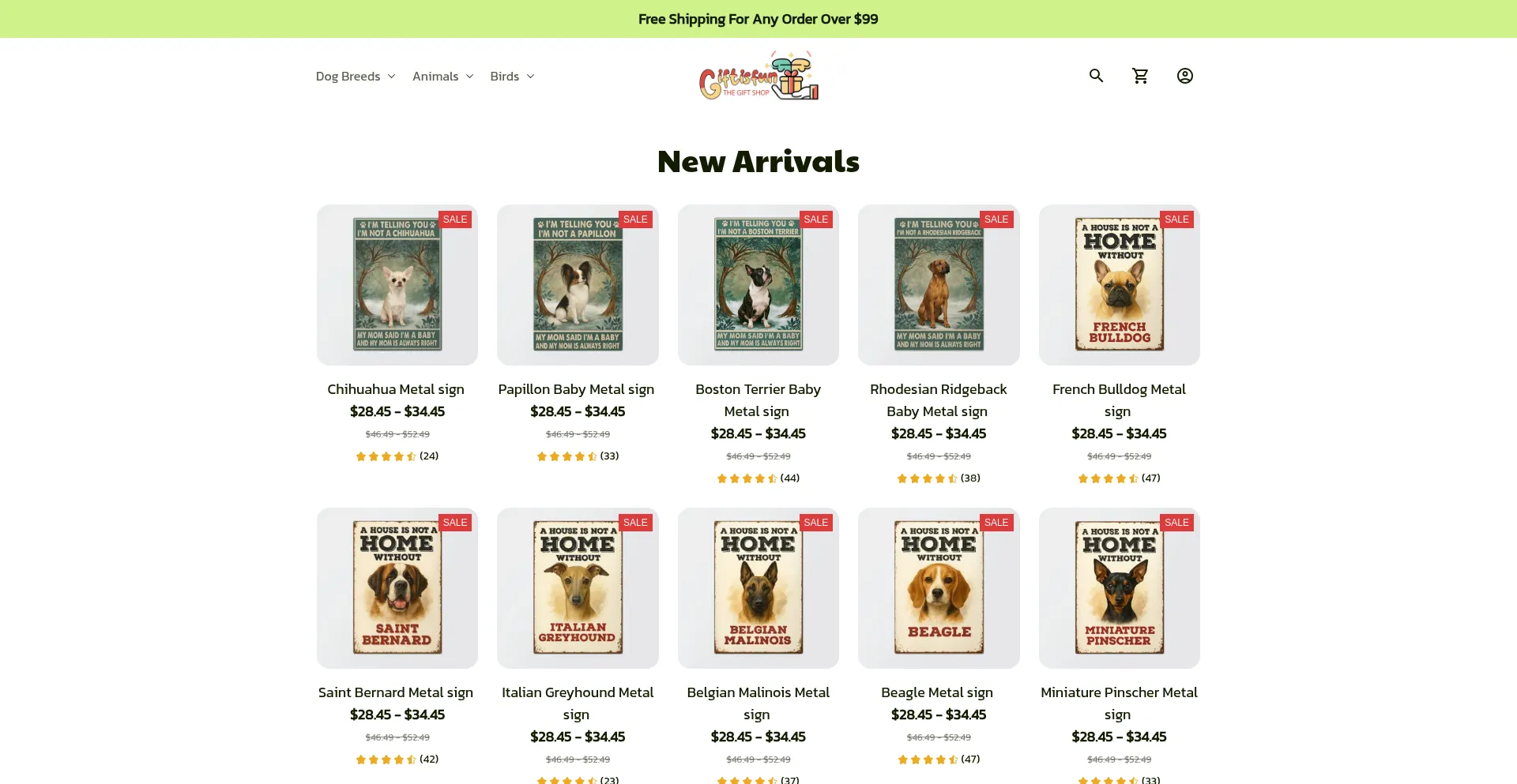 Website screenshot of Giftisfun.com