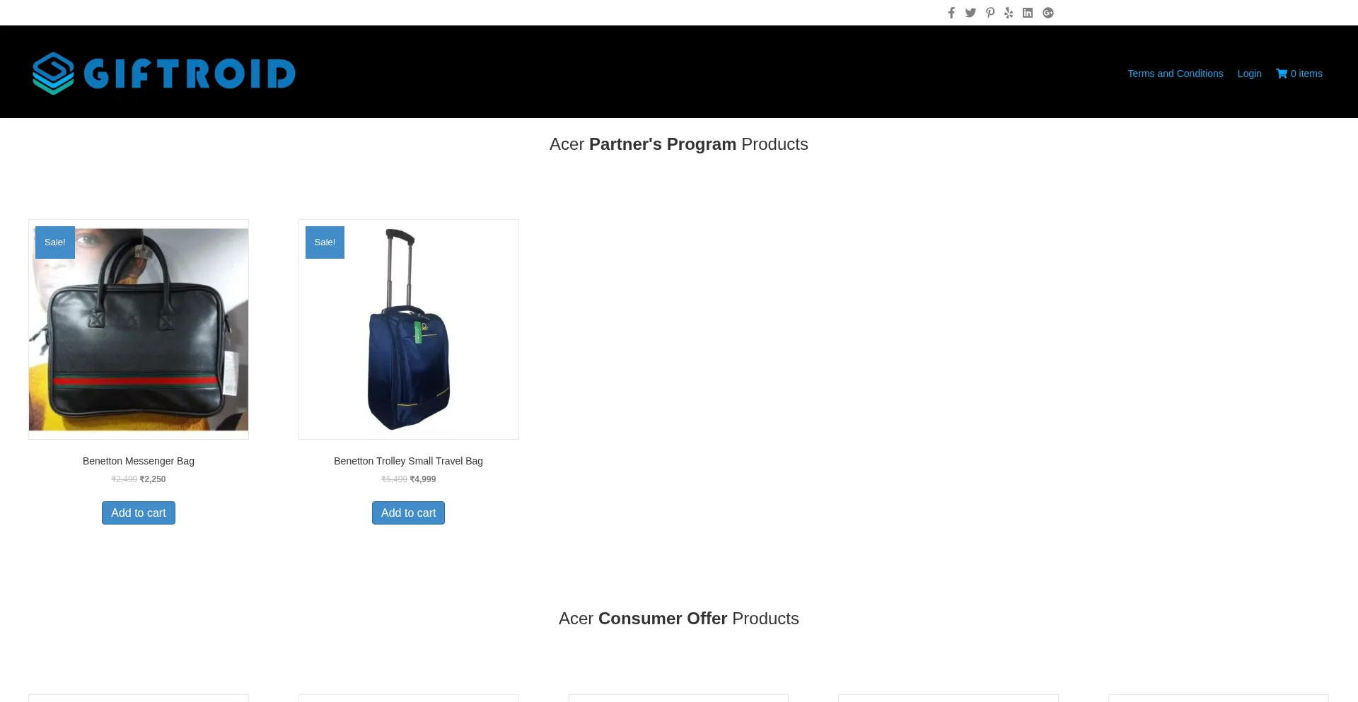 Website screenshot of Giftroid.com