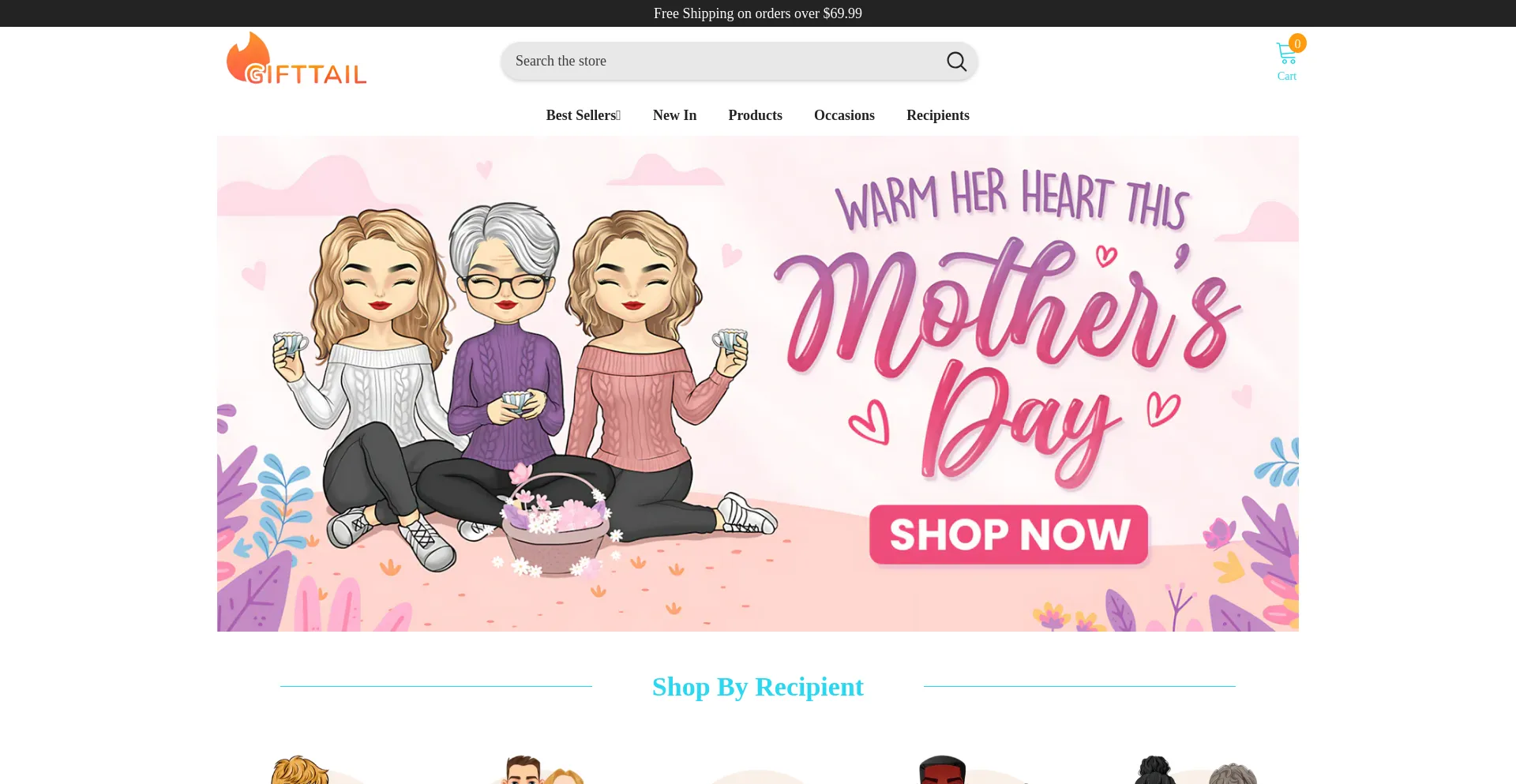 Website screenshot of Gifttail.com