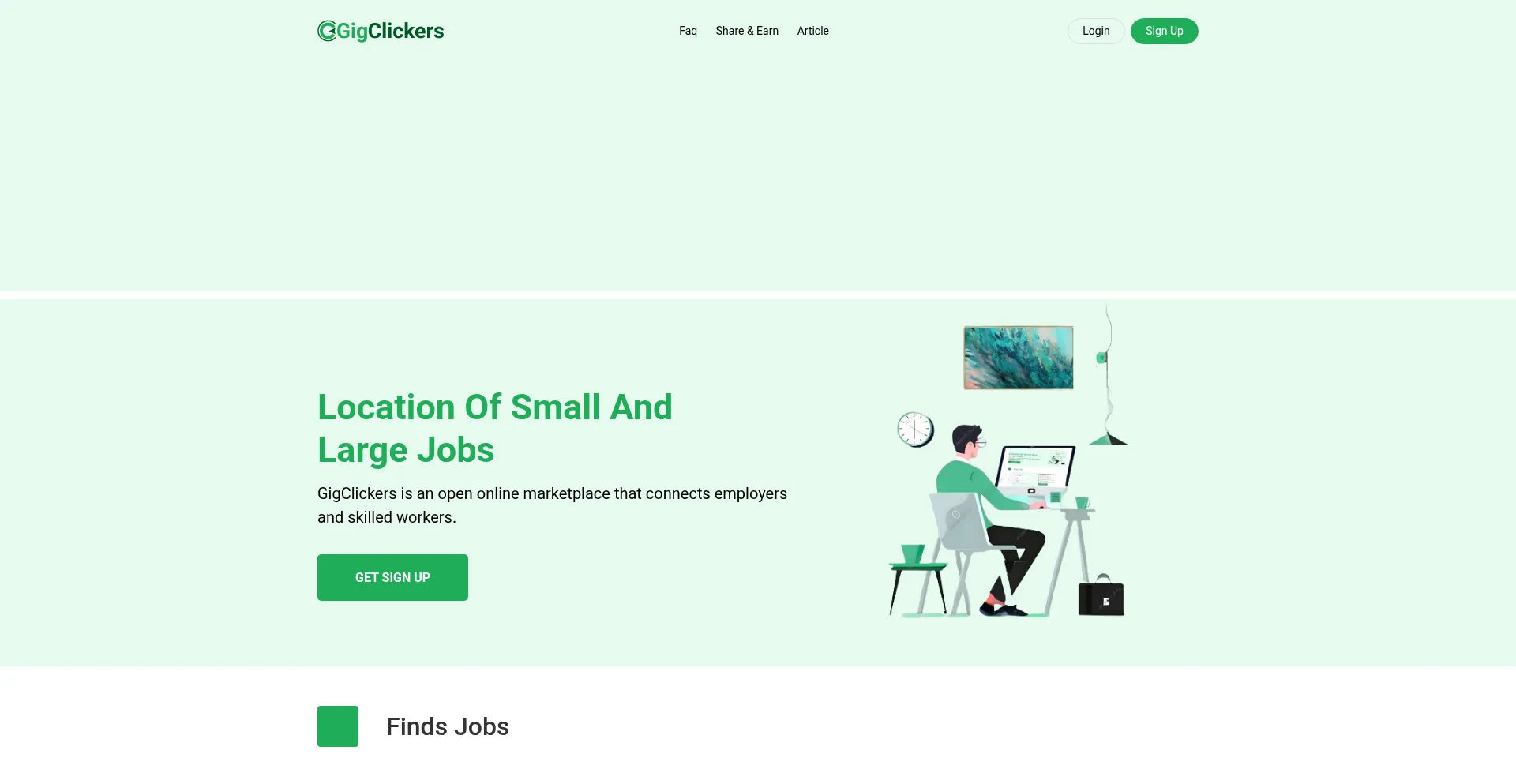 Website screenshot of Gigclickers.com