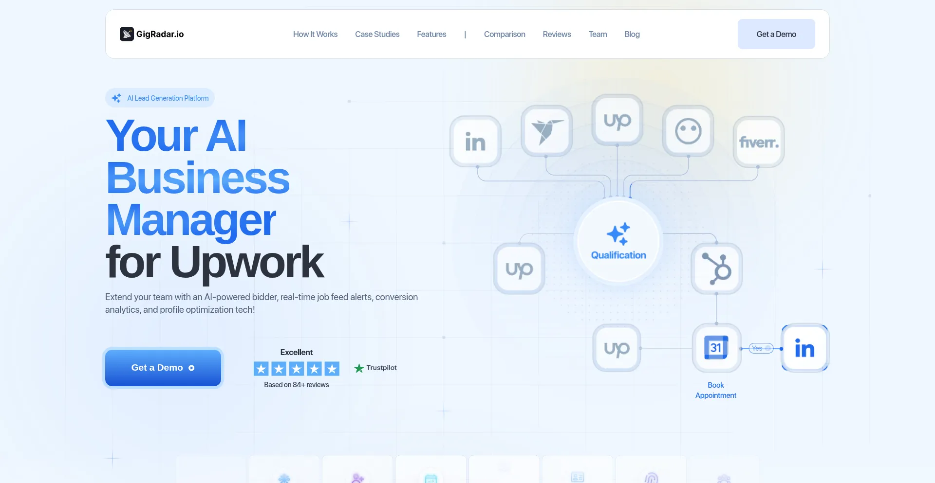 Website screenshot of Gigradar.io