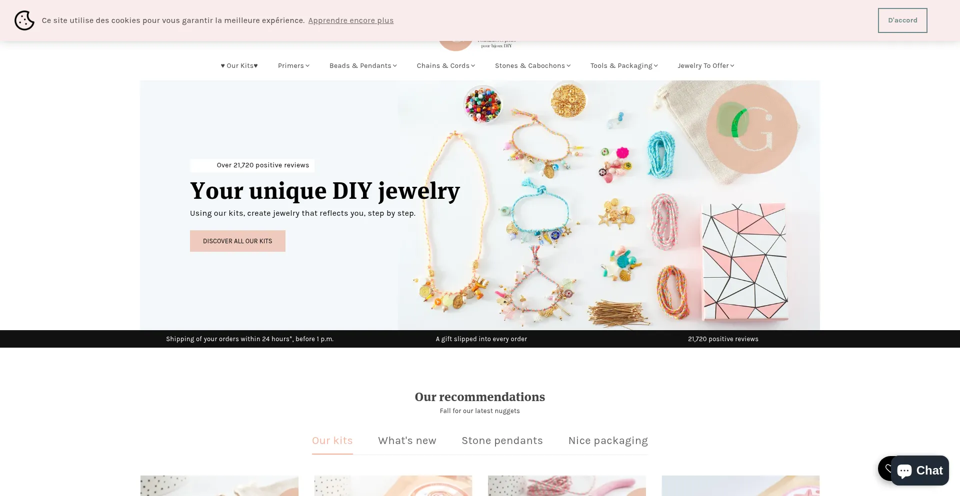 Website screenshot of Gingerlilybeads.com