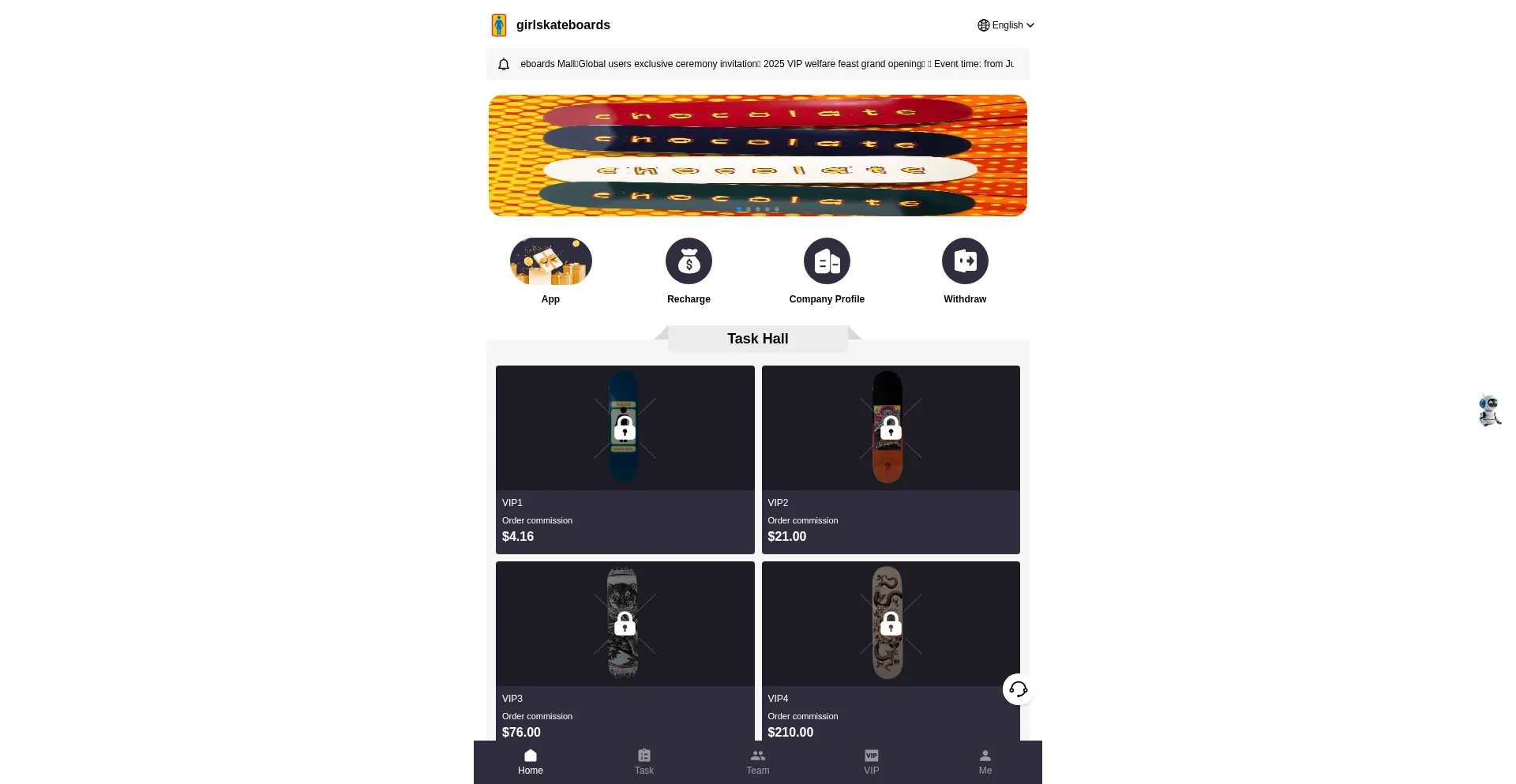 Website screenshot of Girlskateboards.vip