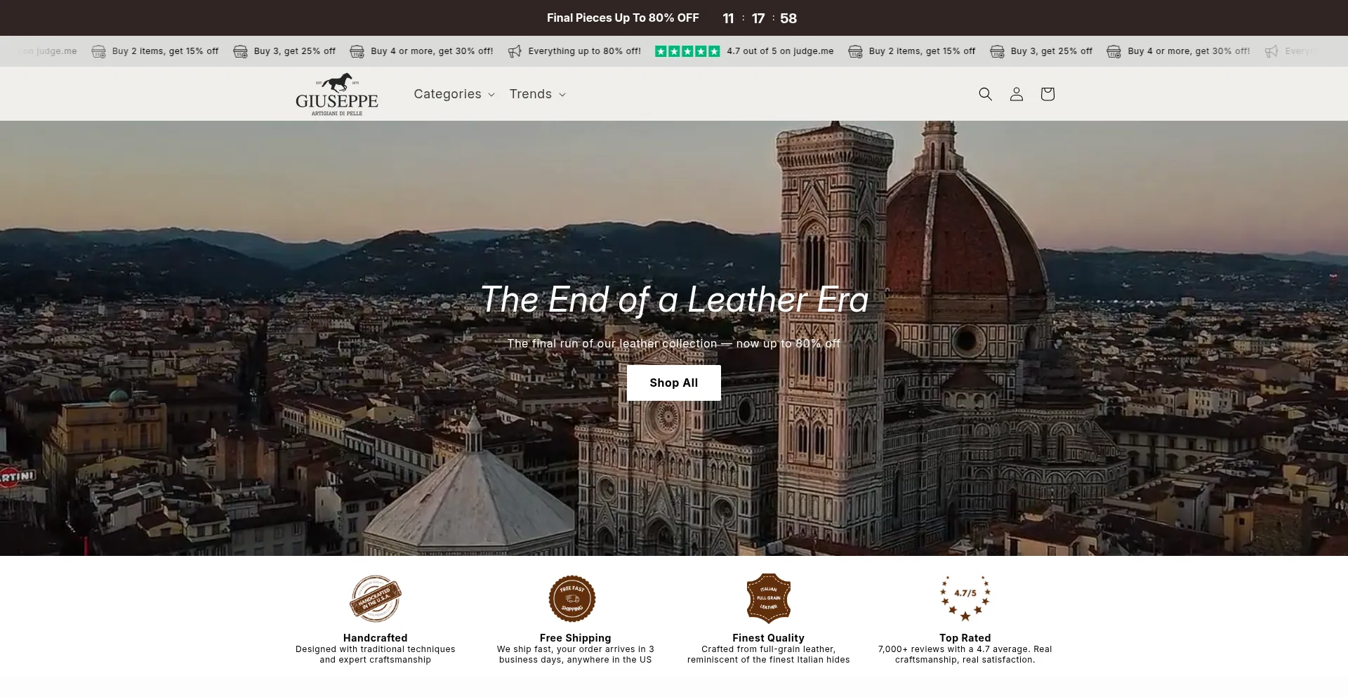 Website screenshot of Giuseppeandco.com