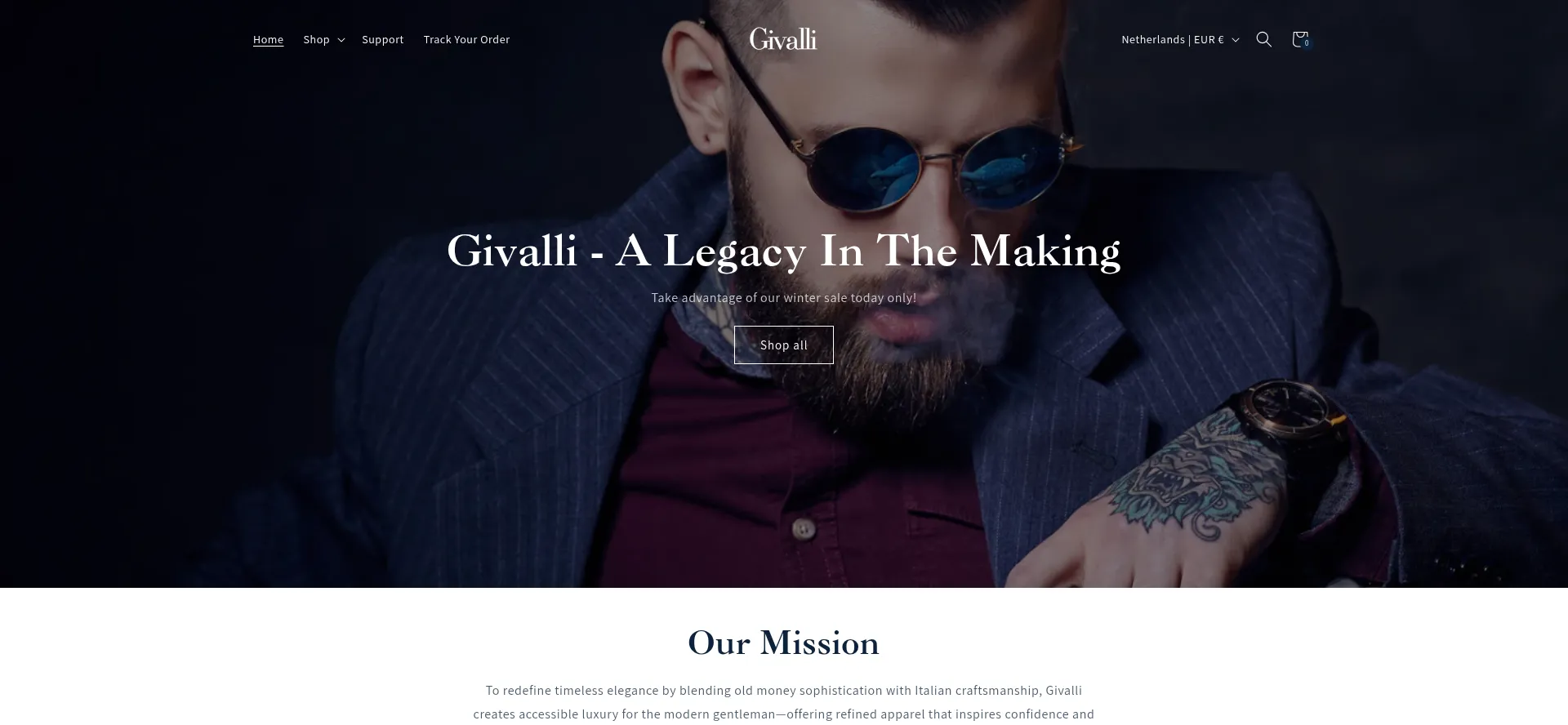 Website screenshot of Givalli-lifestyle.com
