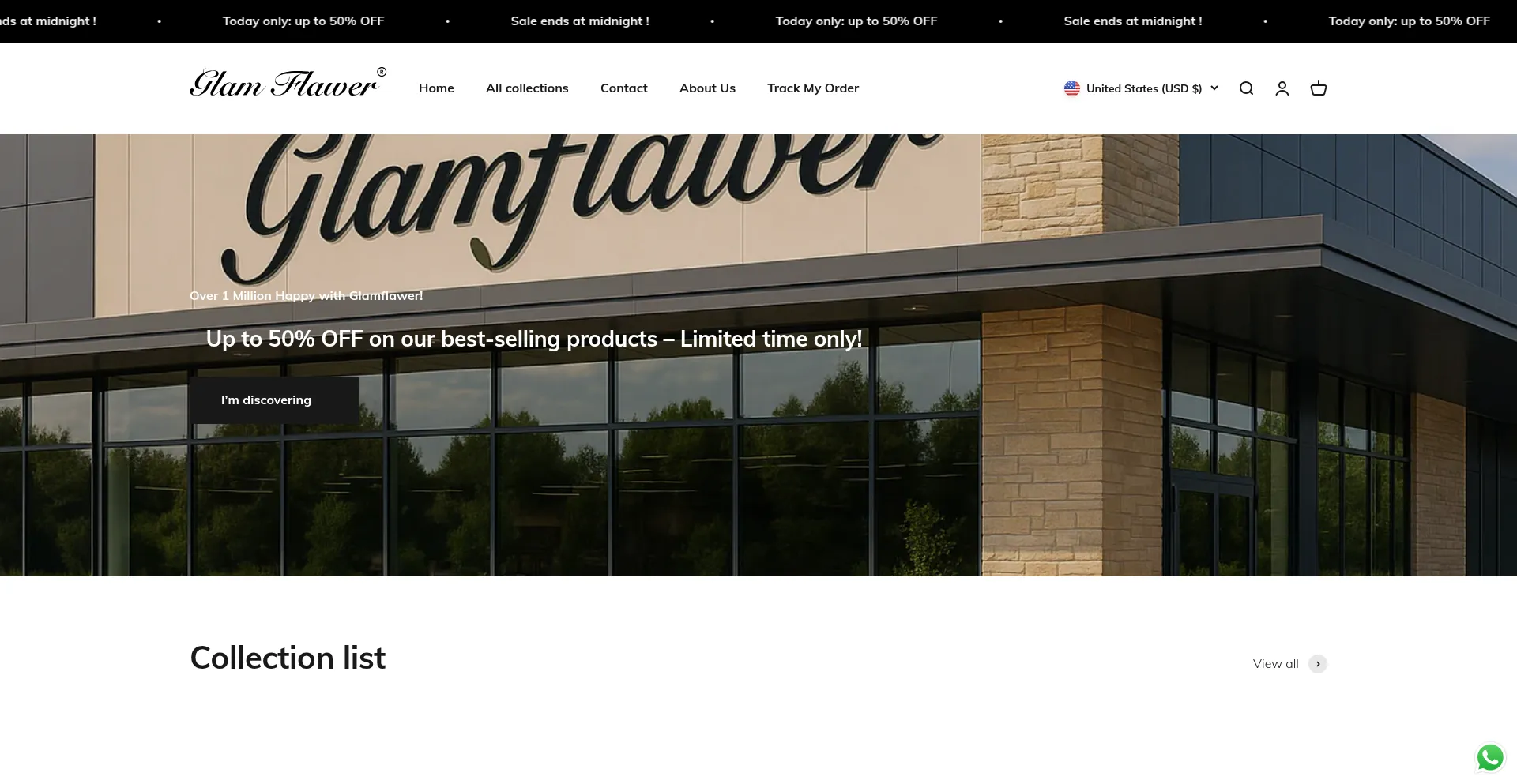 Website screenshot of Glamflawer.com
