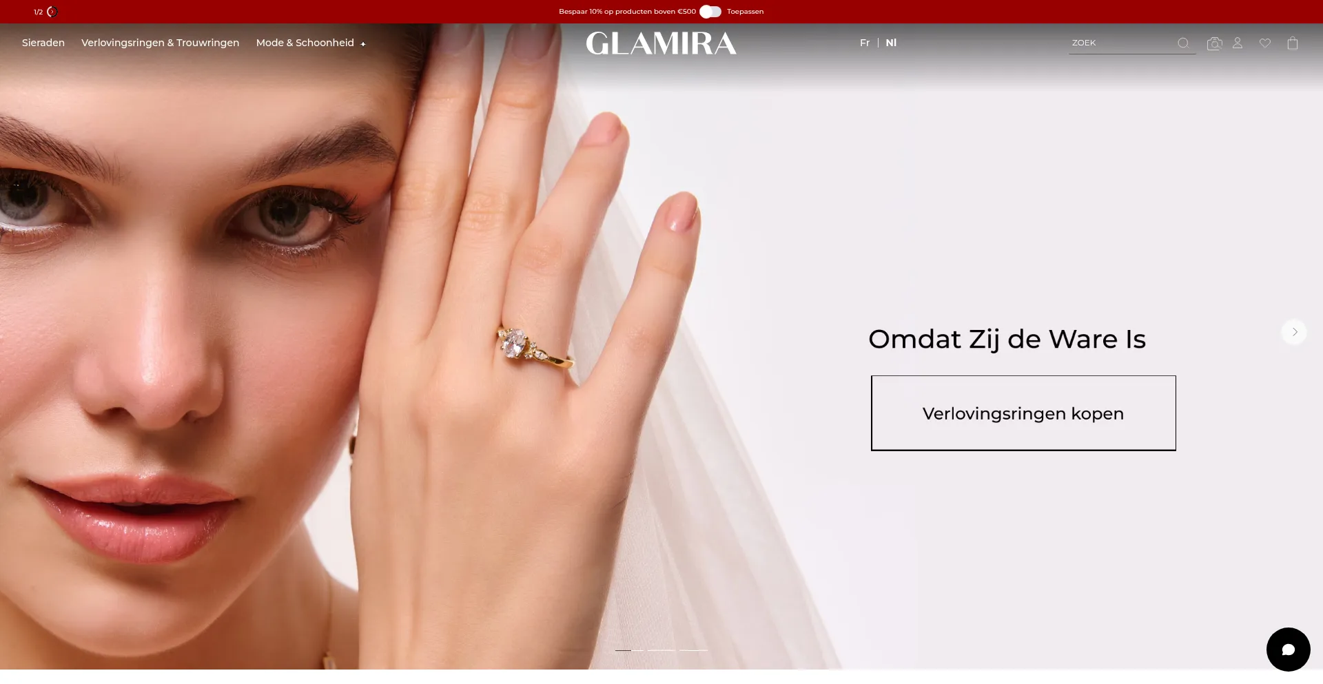 Website screenshot of Glamira.be