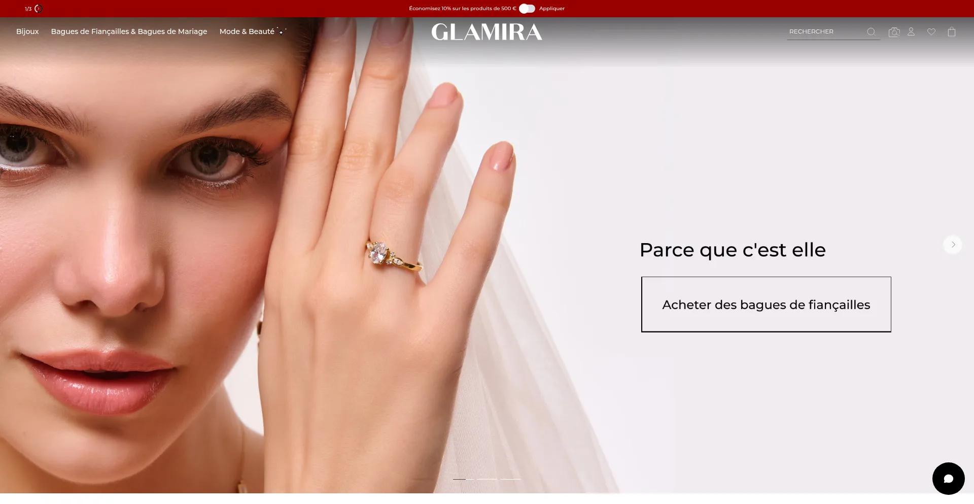 Website screenshot of Glamira.fr