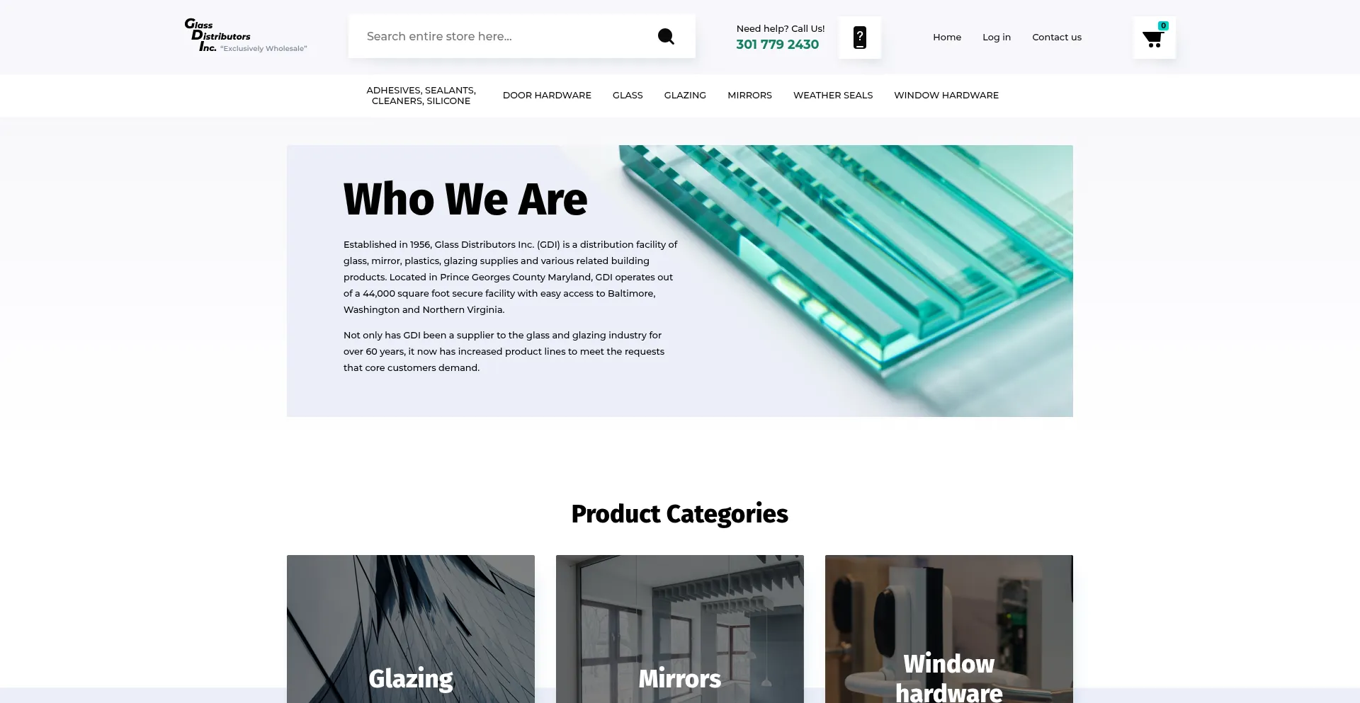 Website screenshot of Glassdistributorsinc.com